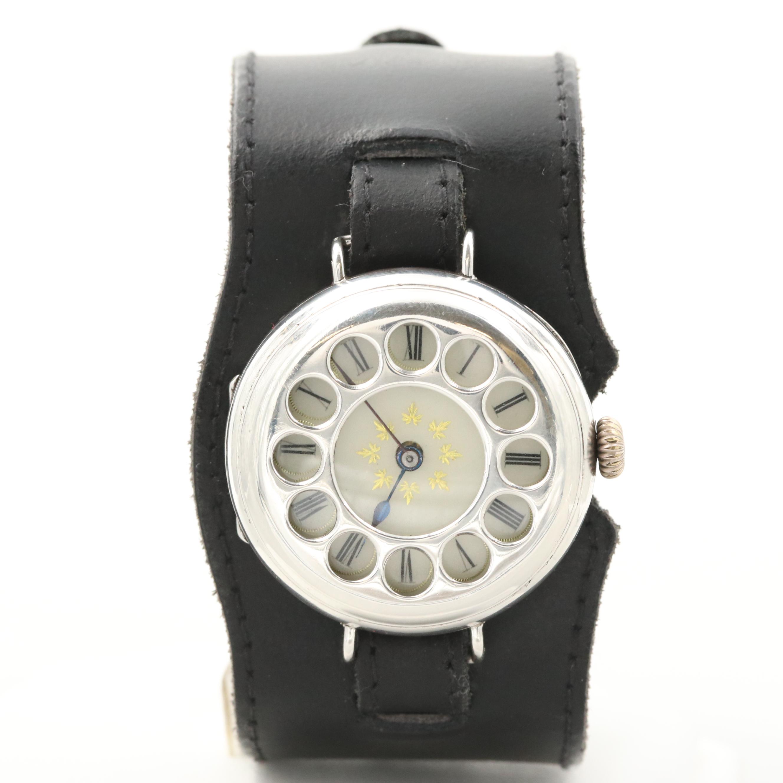 Antique Swiss Sterling Silver Stem Wind Watch, Circa 1917