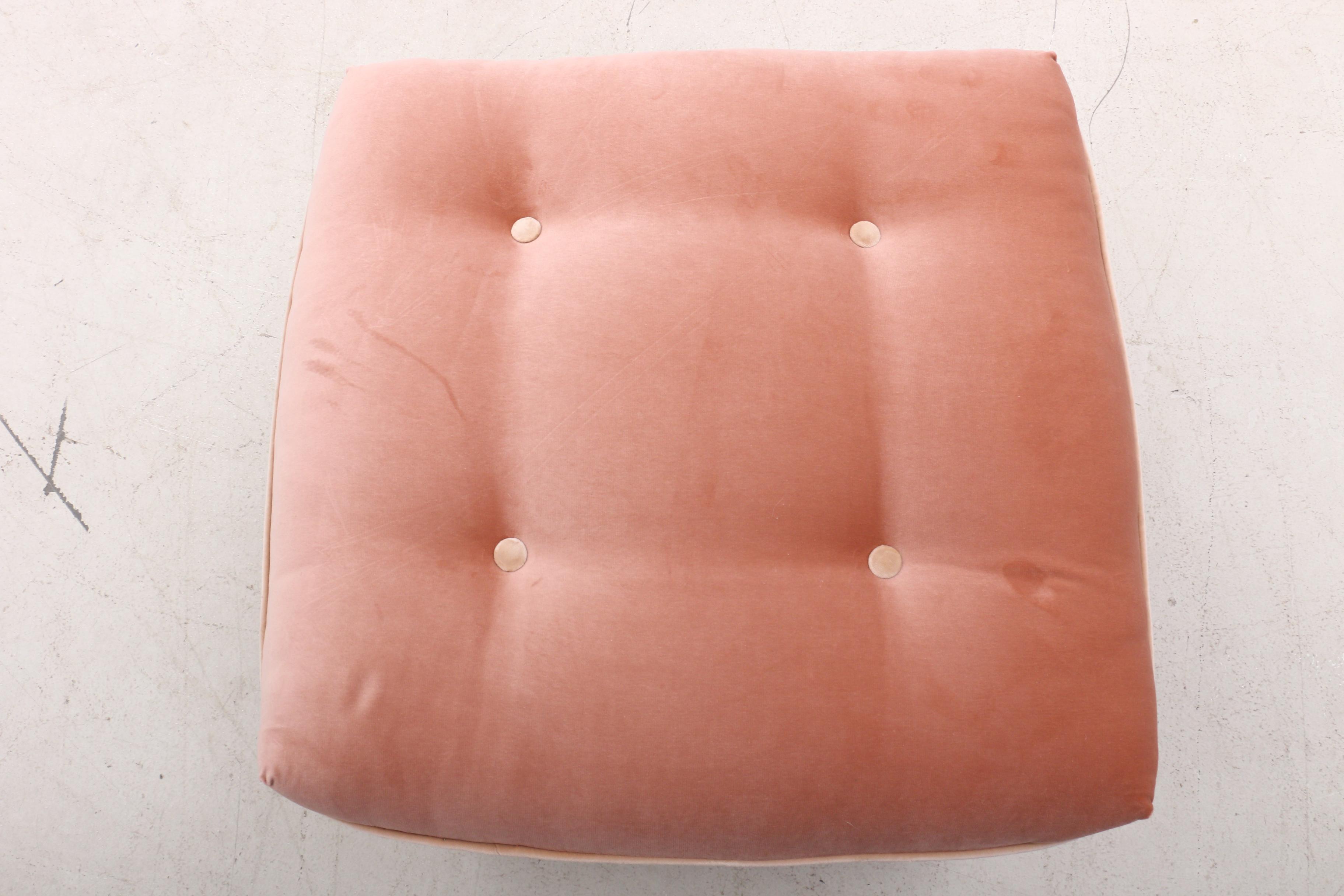 Custom Pink Ombre Stacked Cushion Stool on Brass Casters