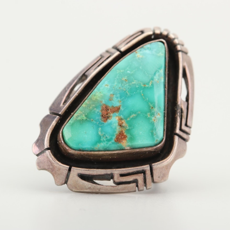 Vintage Jerry T. Nelson Navajo Turquoise and Sterling Silver Ring