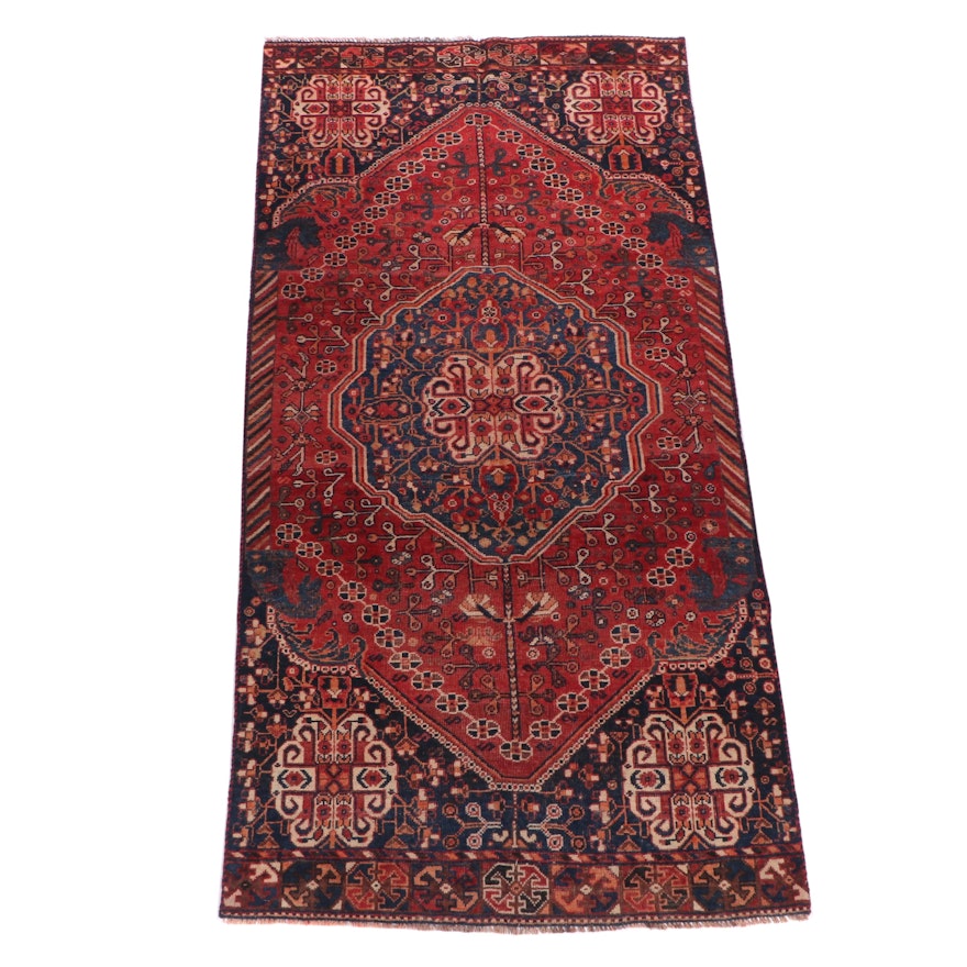 Hand-Knotted Persian Qashqai Wool Rug