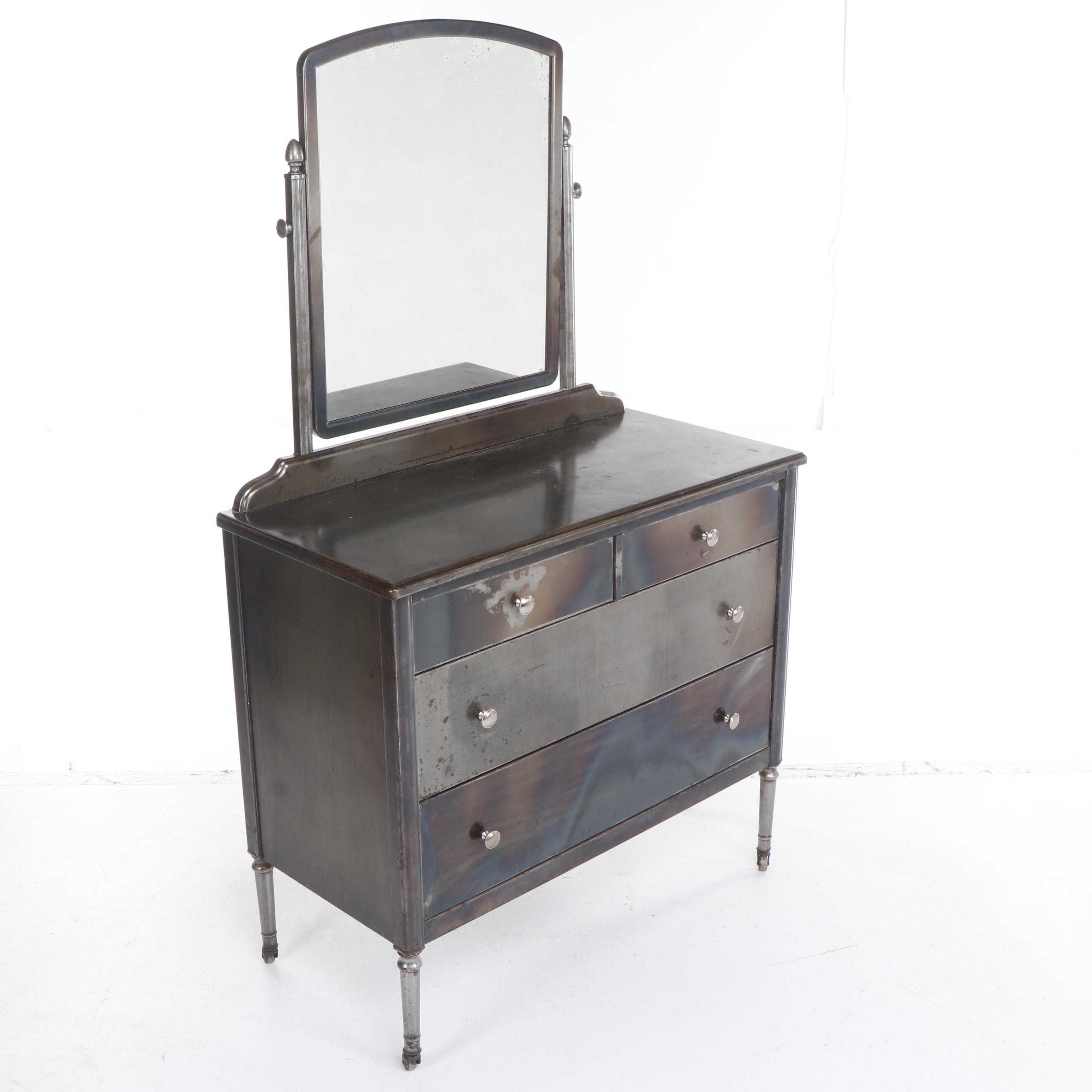 Simmons Furniture Company "Sheraton" Brushed Steel Vanity, Circa 1930