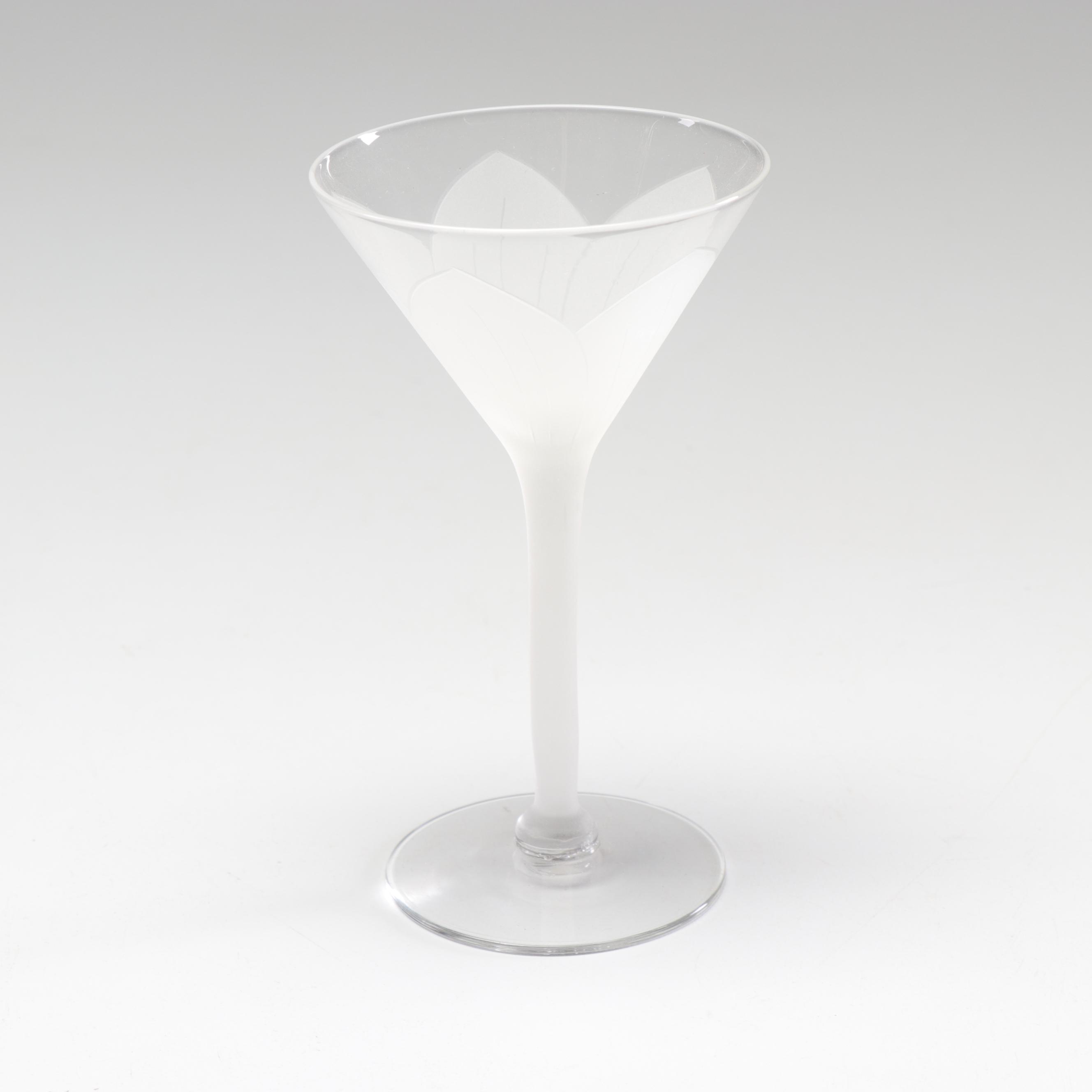 Frosted Floral Stem Mini Martini Glasses
