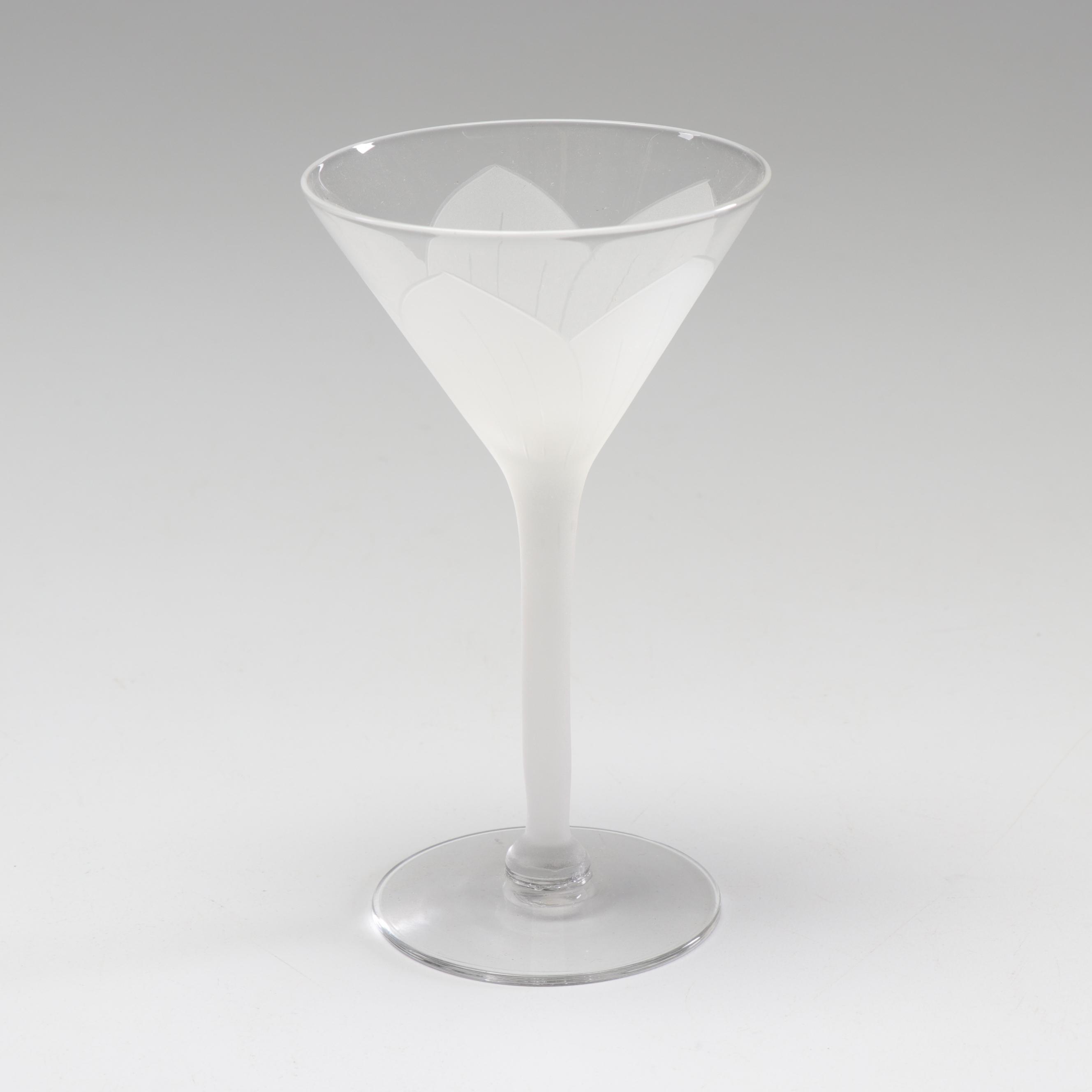 Frosted Floral Stem Mini Martini Glasses