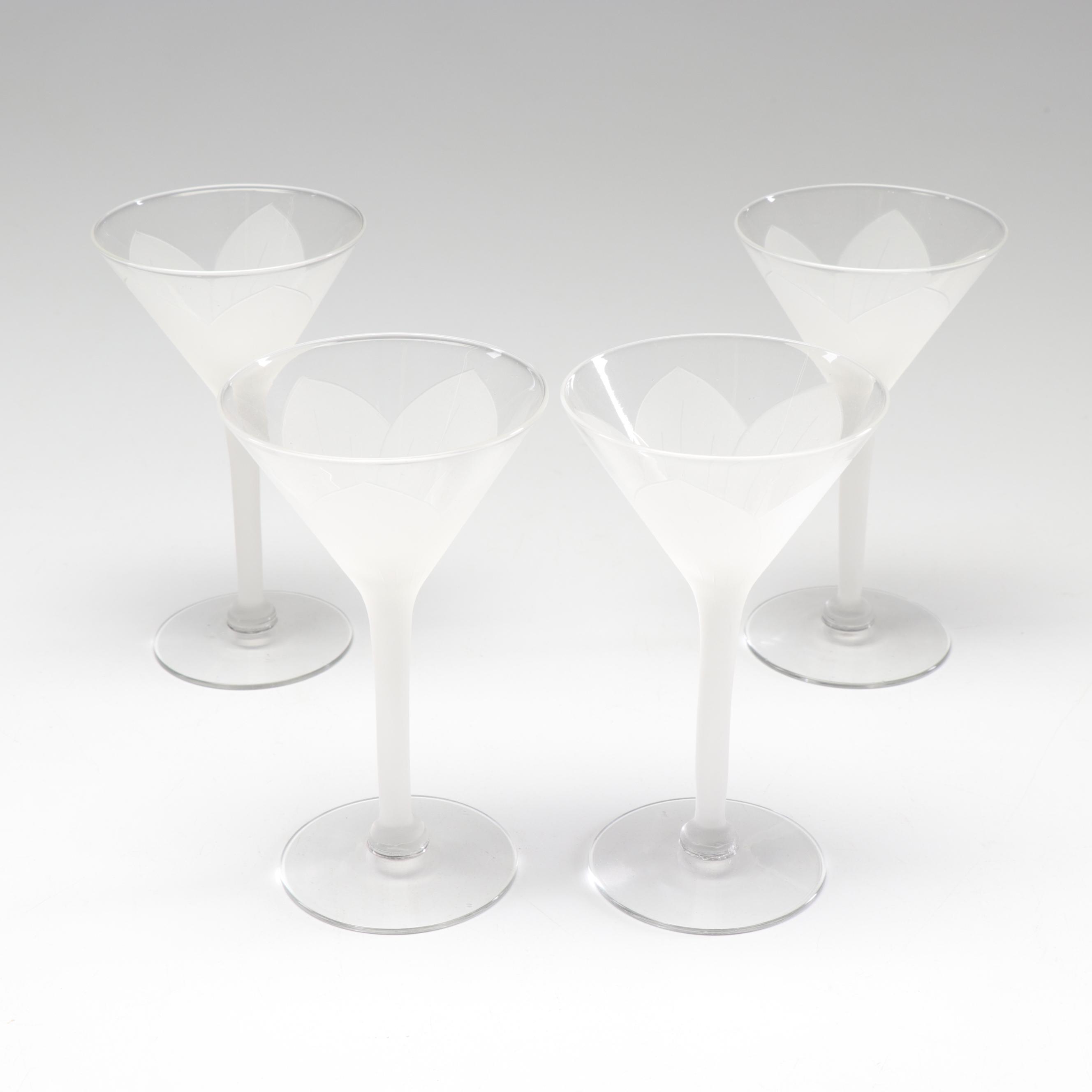 Frosted Floral Stem Mini Martini Glasses