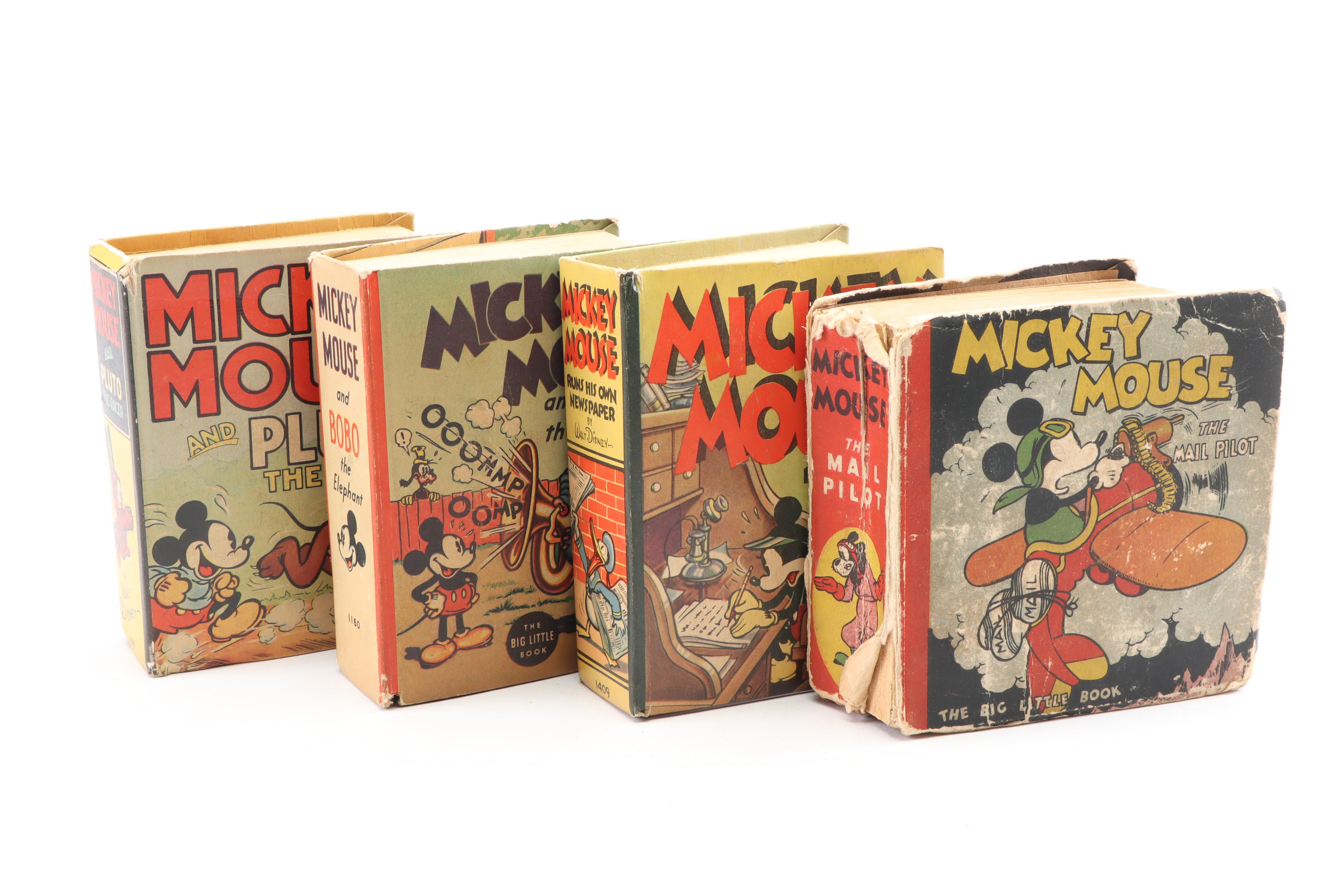 1930's Big Little Books, Rare 3 Color with Mickey Mouse, Buck Rogers Plus More
