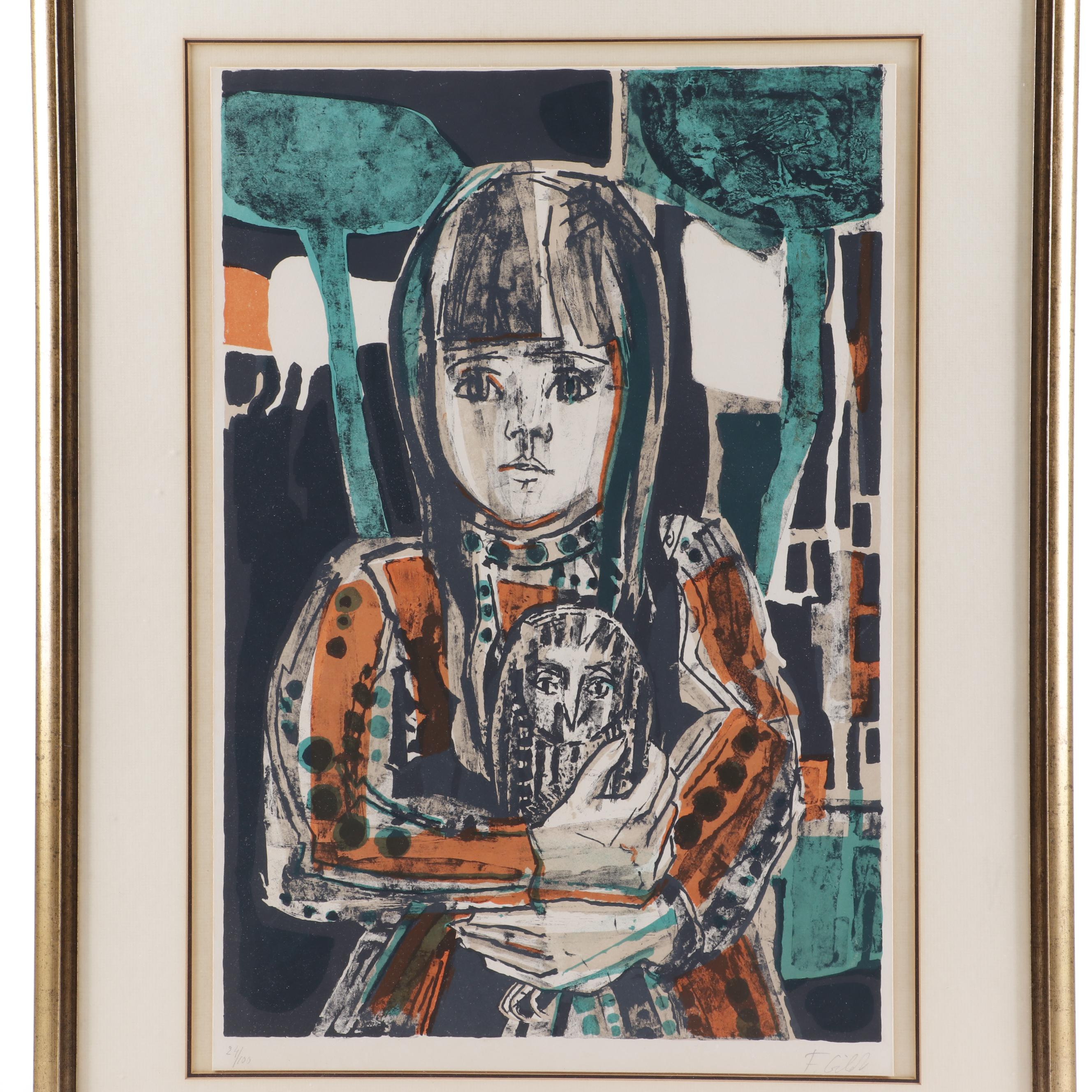 Françoise Gilot Lithograph "Little Girl with Owl"