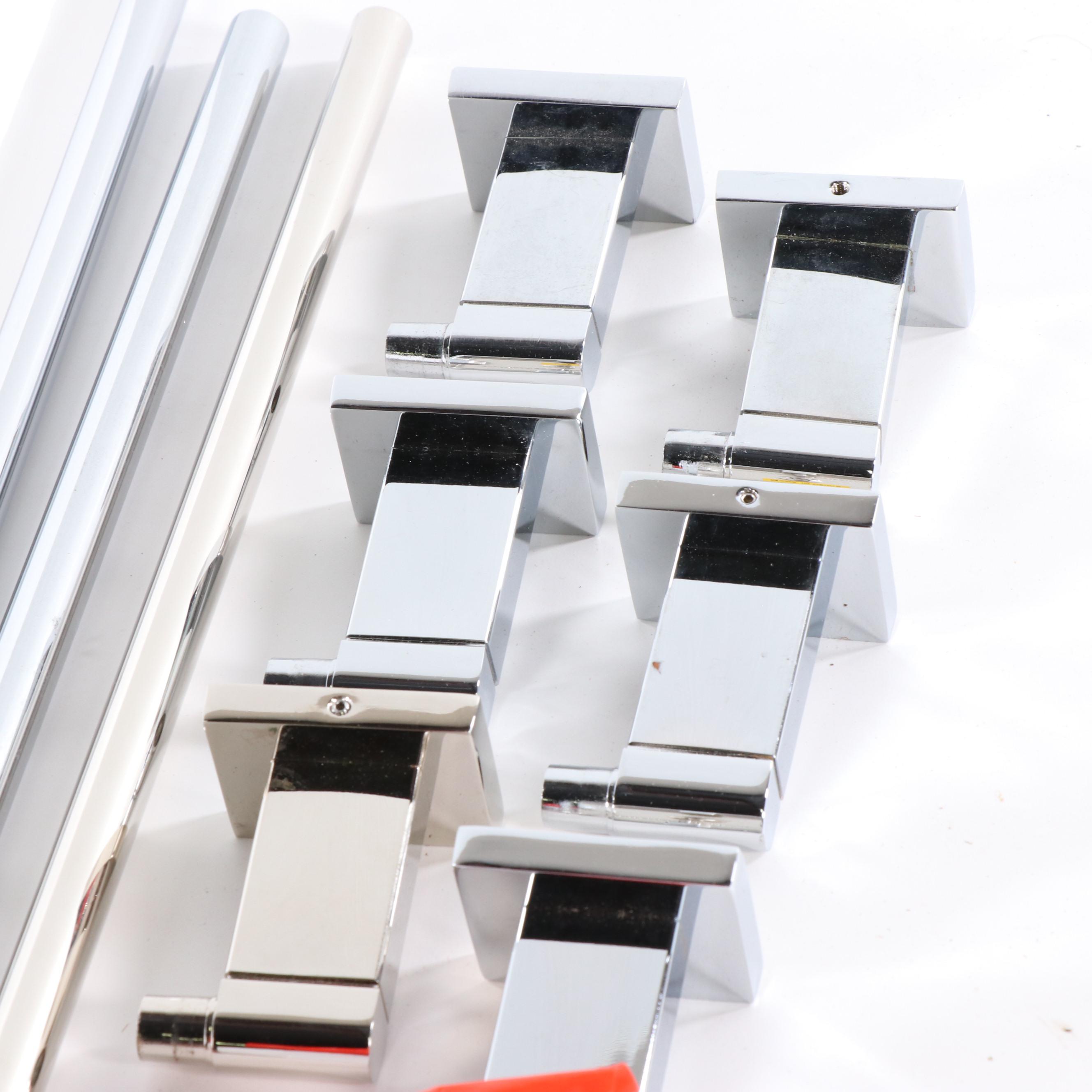 Restoration Hardware Polished Chrome Finish Towel Bars, Shelves and Shower Wand