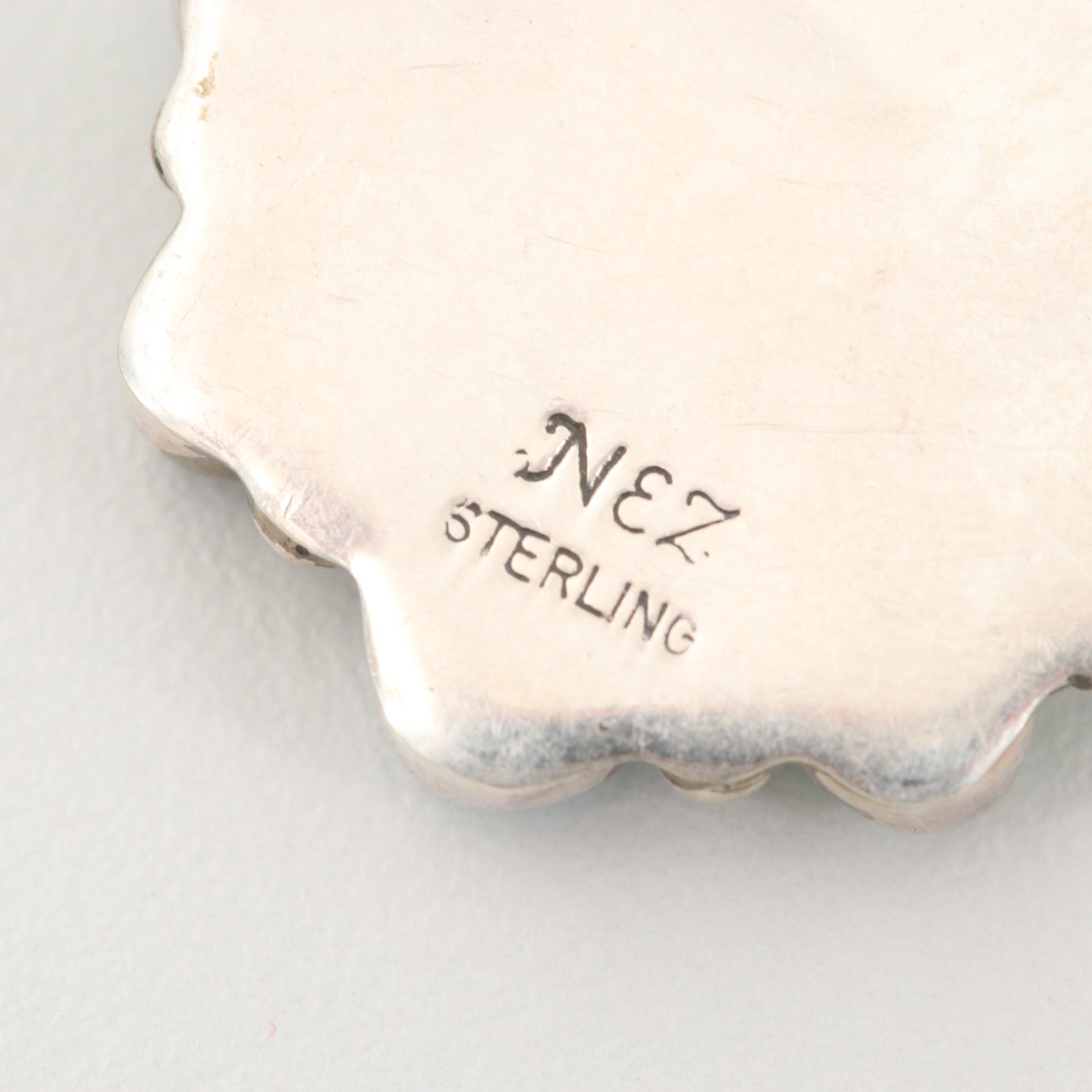 Michael Nez Navajo Diné Sterling Silver Turquoise and Spiny Oyster Earrings