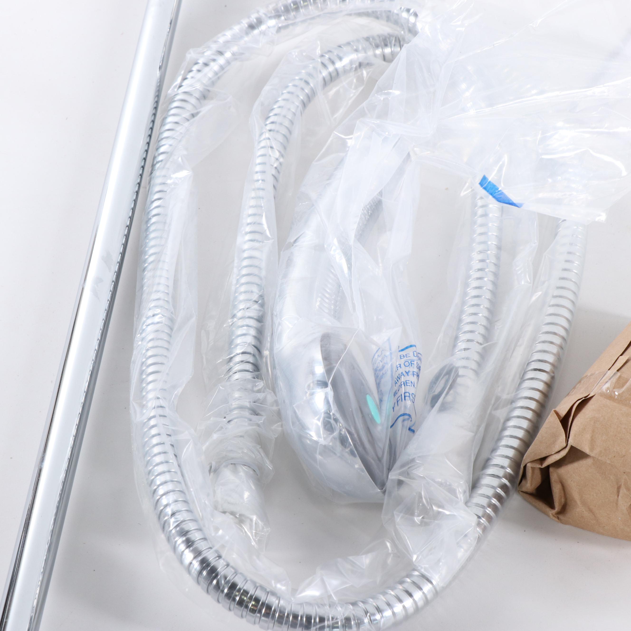 Restoration Hardware Polished Chrome Finish Towel Bars, Shelves and Shower Wand