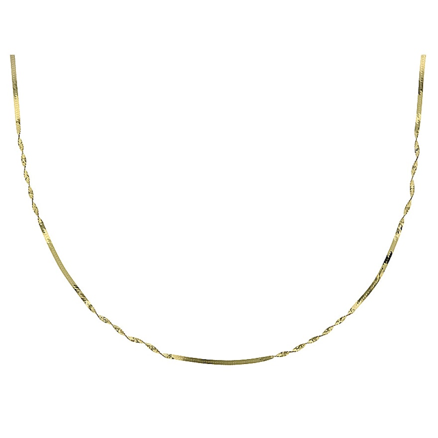 10K Yellow Gold Twisted Herringbone Chain Necklace