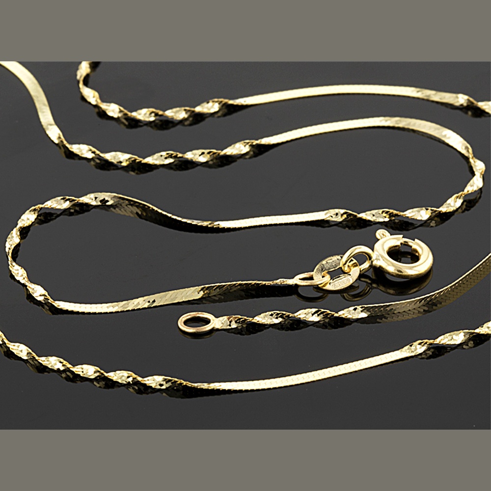 10K Yellow Gold Twisted Herringbone Chain Necklace