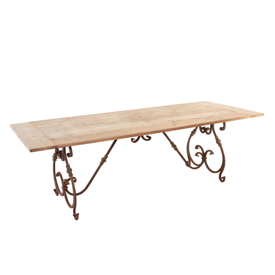 Baroque Style Iron and Teak Dining Table, 20th Century