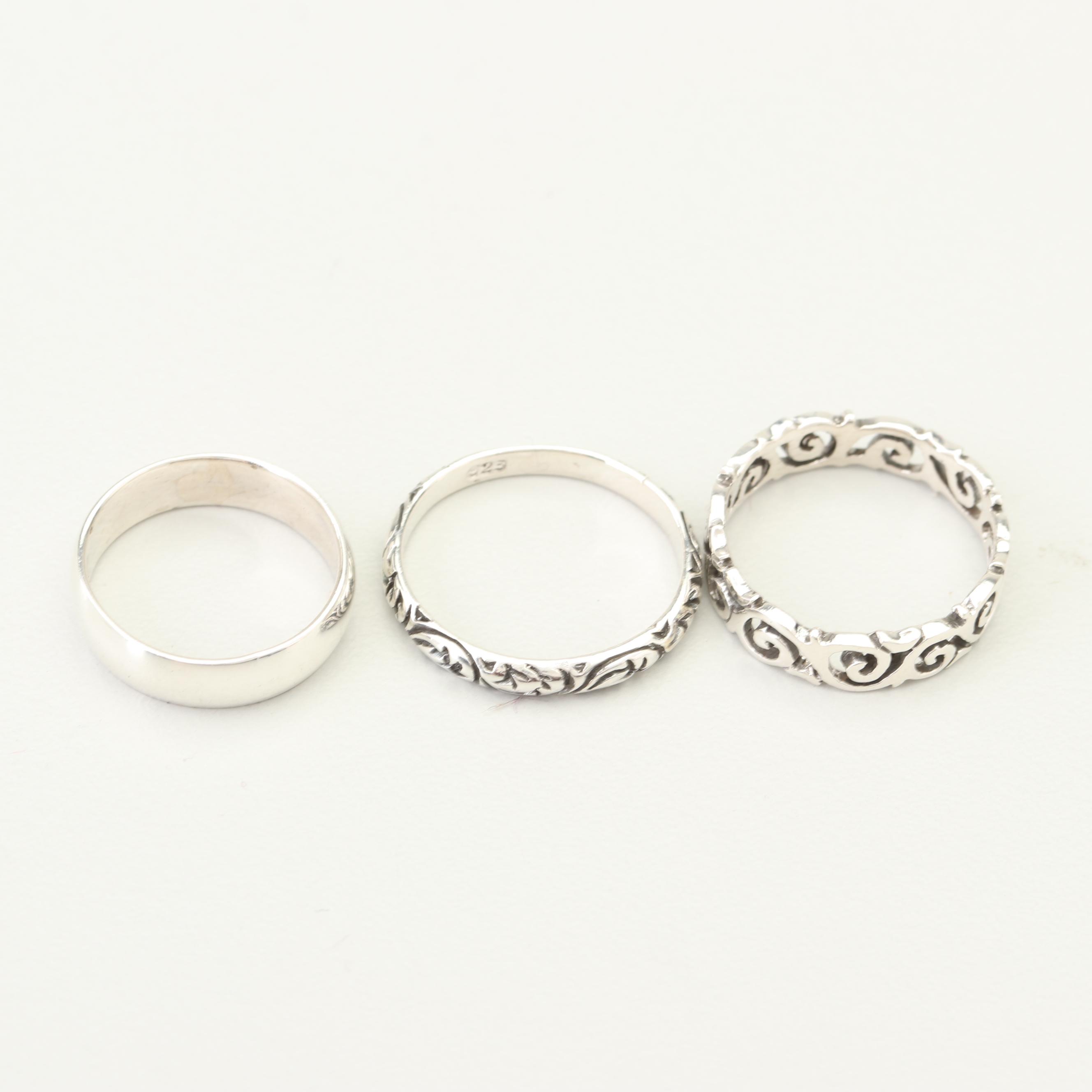 Seven Sterling Silver Rings