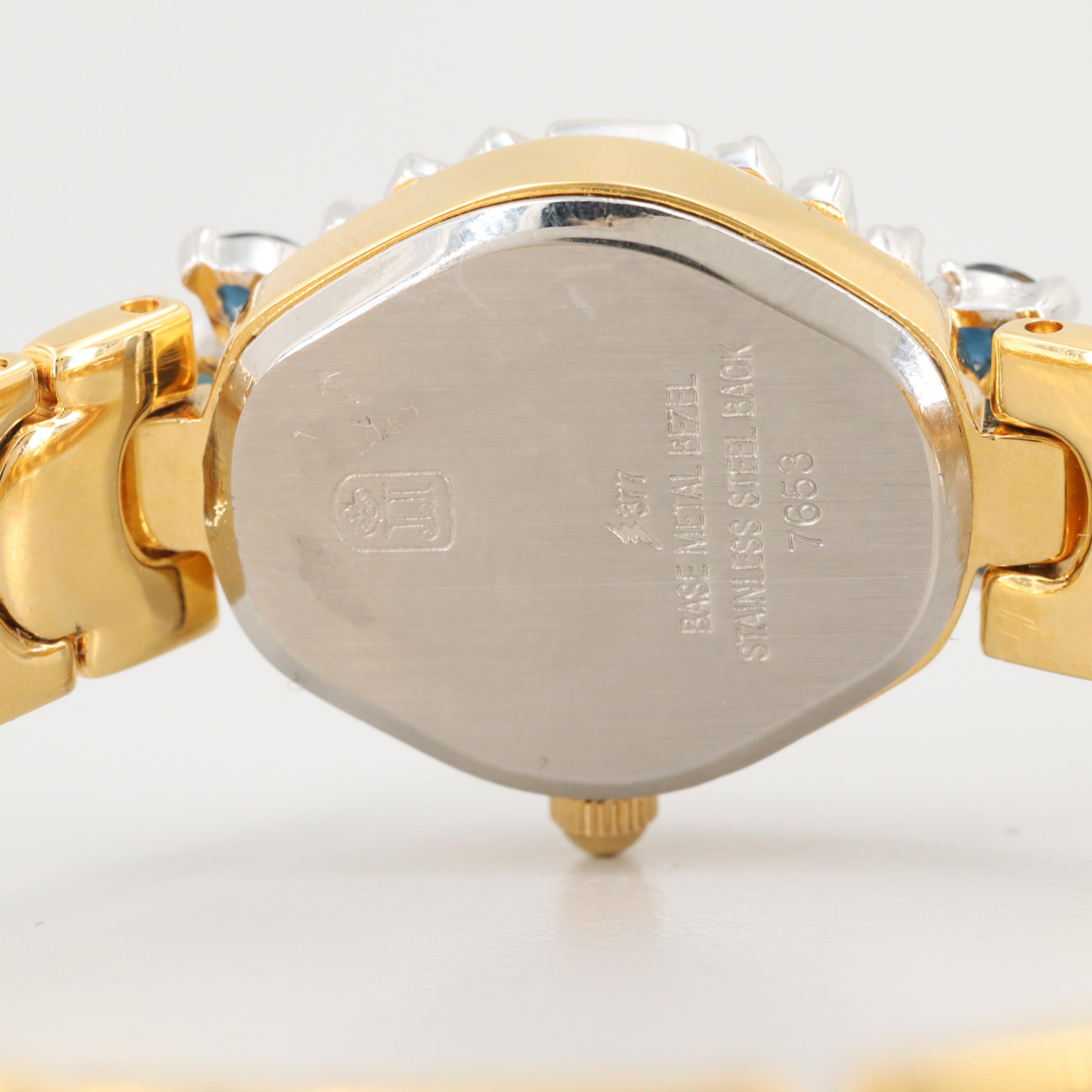 Jules Jurgensen Sapphire and Diamond Gold Tone Watch