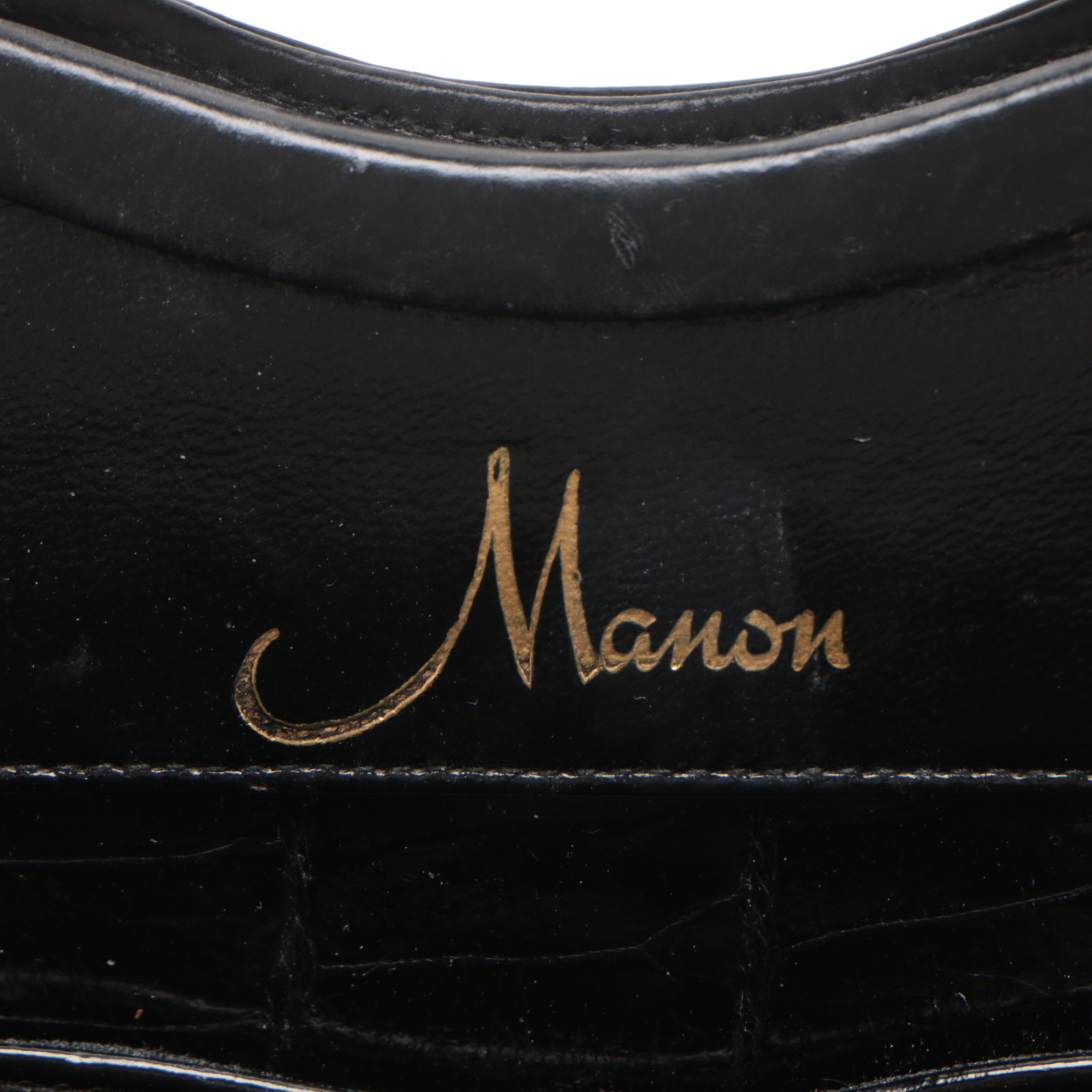 Manon Black Alligator Handbag with Evening Bags and Clutches, Vintage