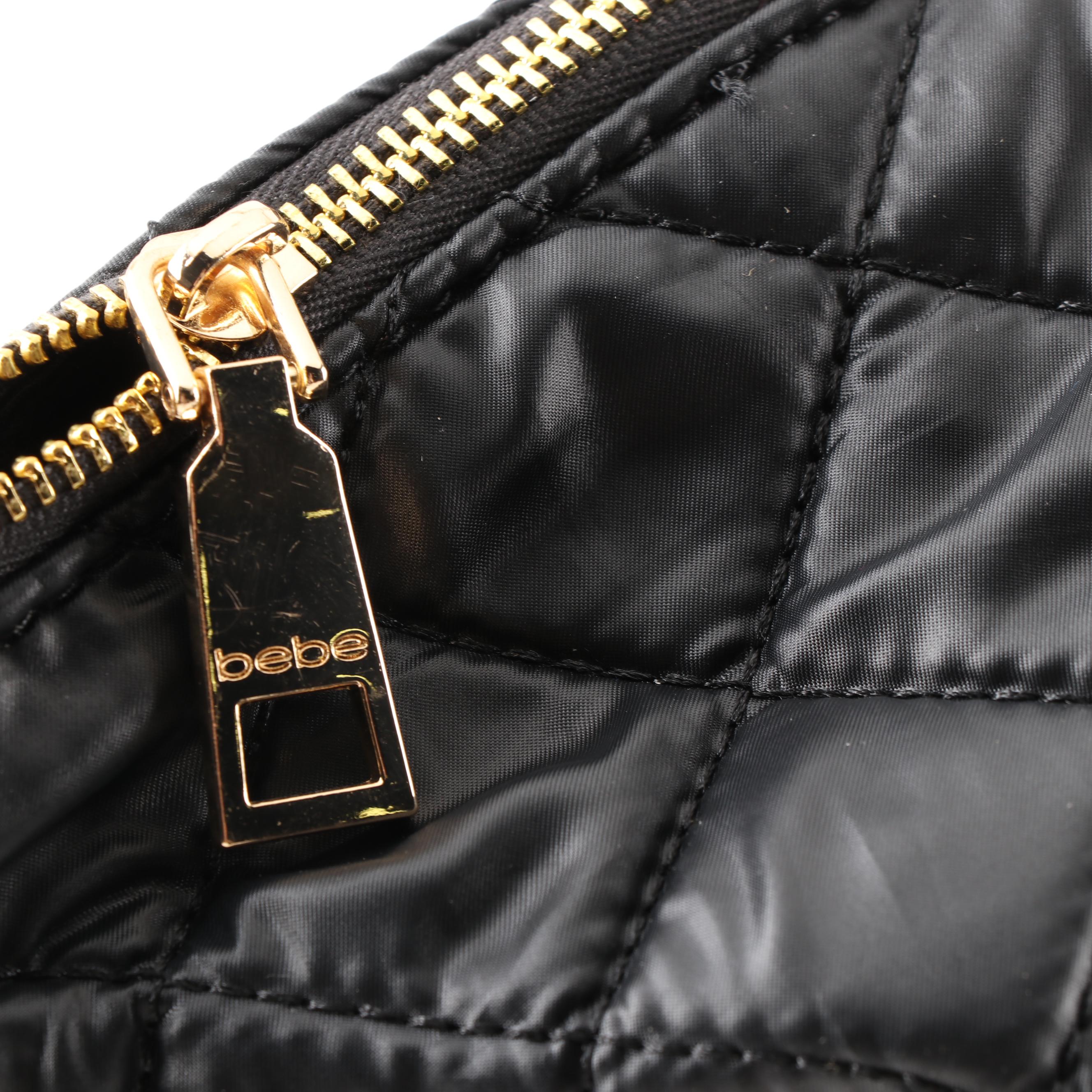 Bebe Los Angeles Quilted Black Nylon Weekender Bag