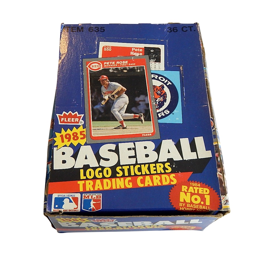 Box of 1985 Fleer Unopened Baseball Wax Packs - 36 Count Box