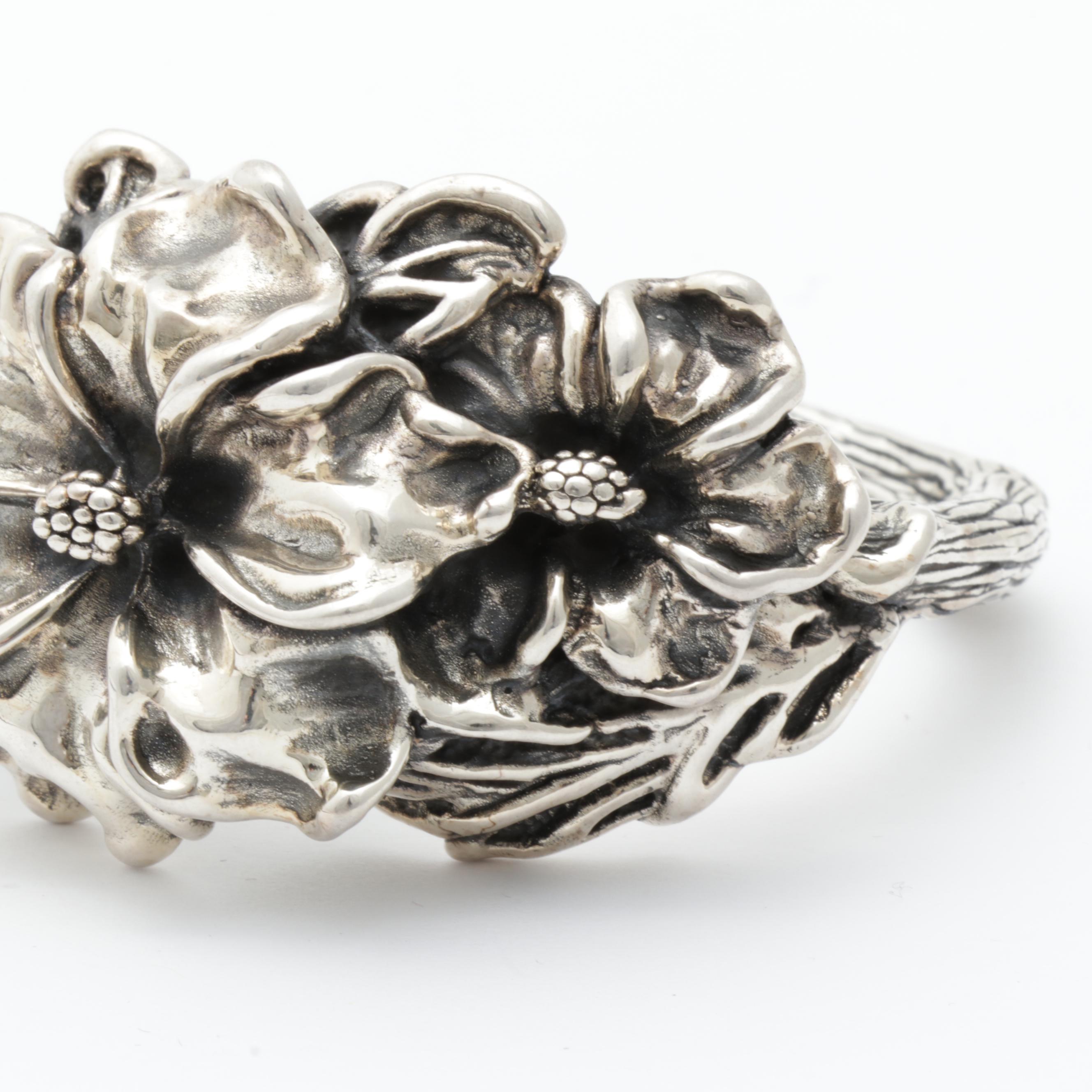 Sterling Silver Electroform Hinged Bracelet