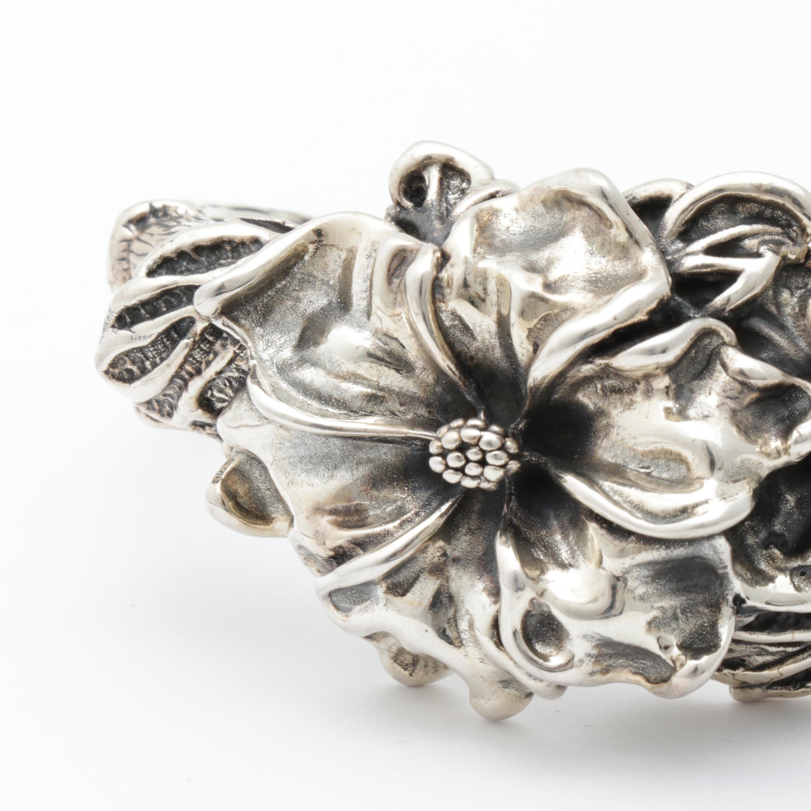 Sterling Silver Electroform Hinged Bracelet