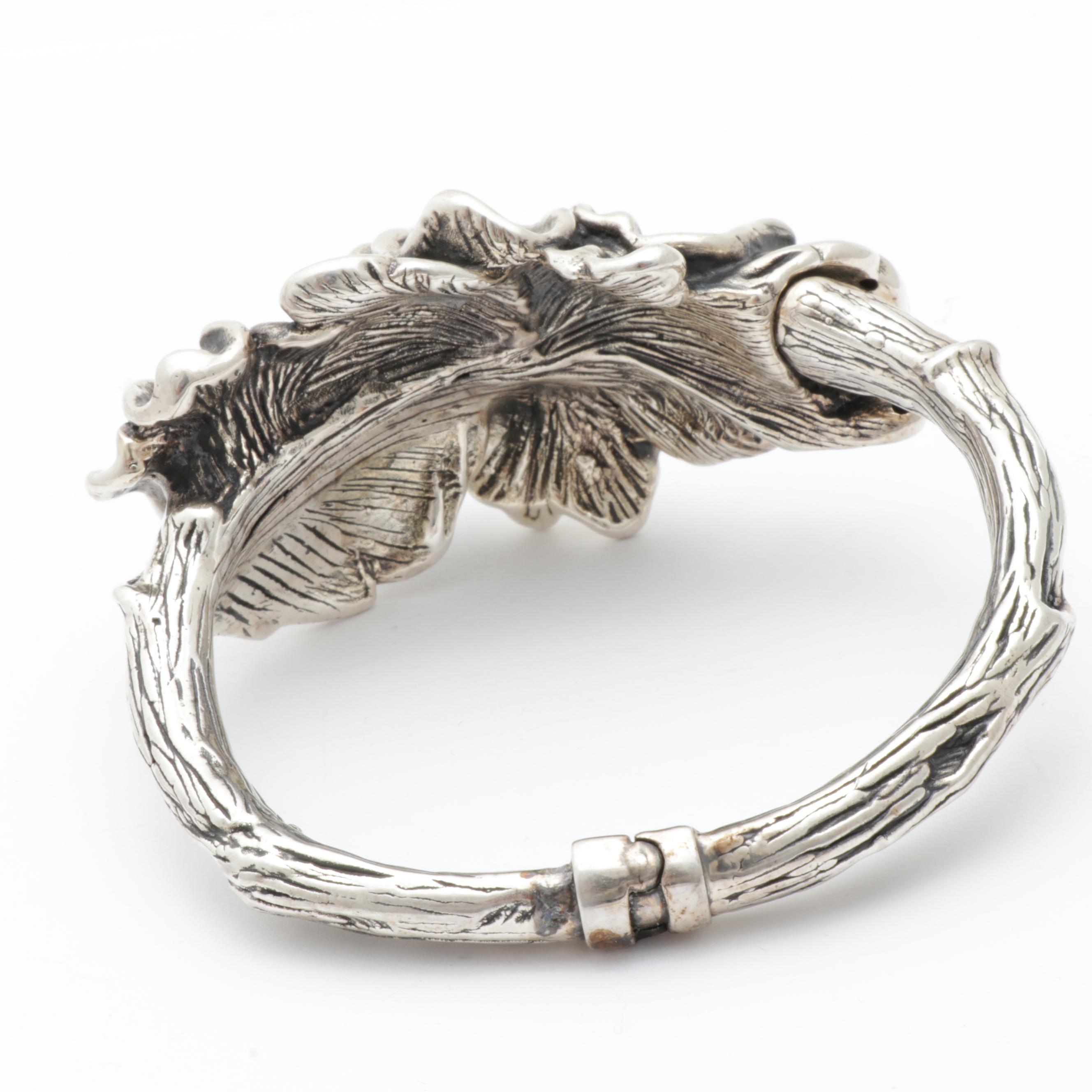Sterling Silver Electroform Hinged Bracelet
