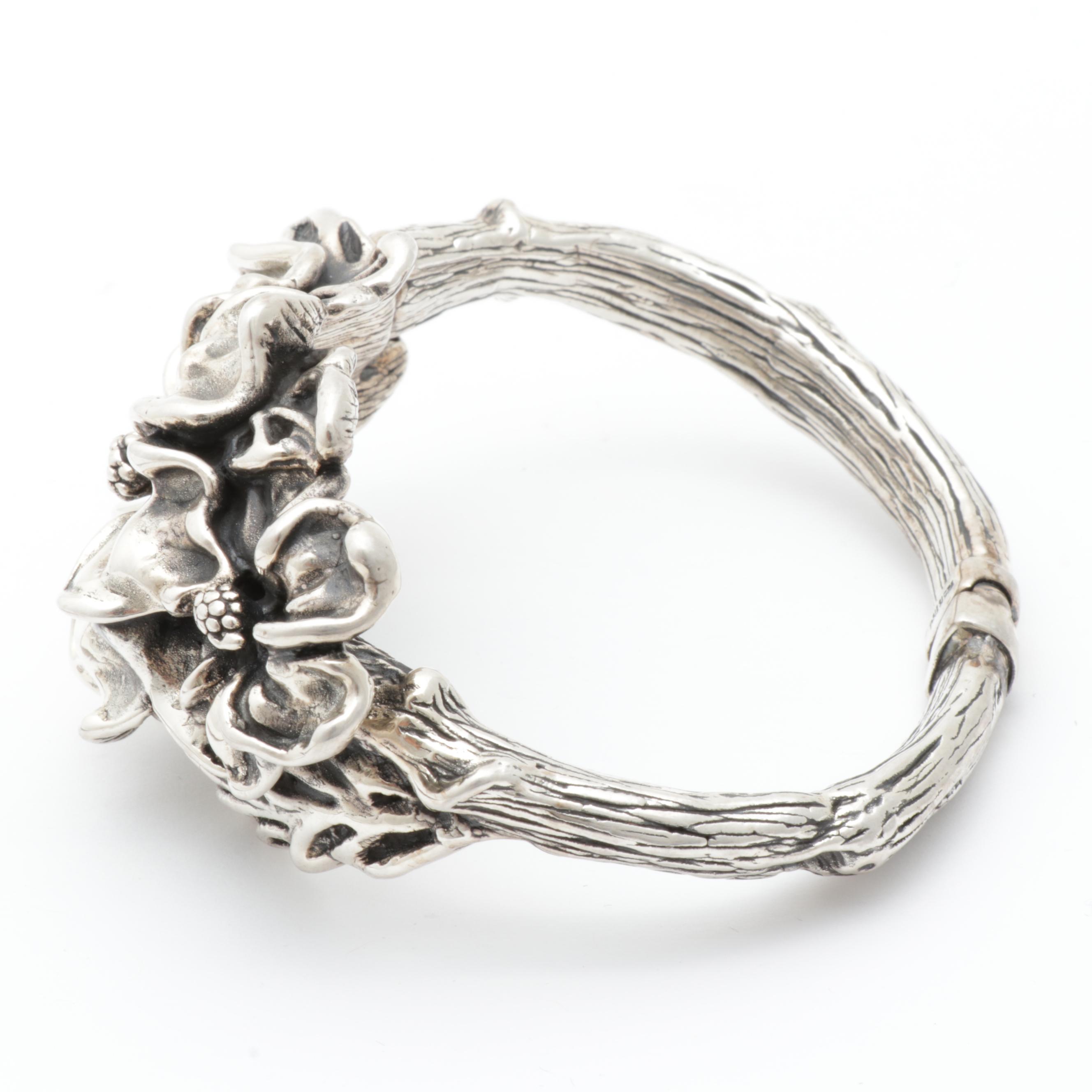 Sterling Silver Electroform Hinged Bracelet