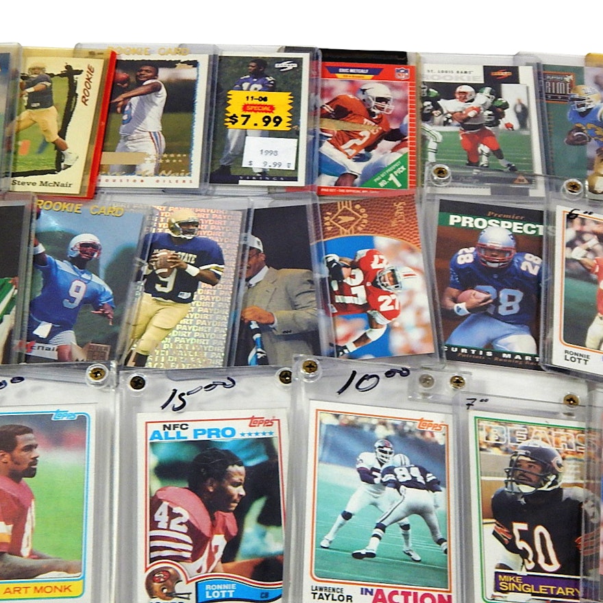 Football Star and HOF Rookie Card Collection with Singletary, Favre, Lott, More