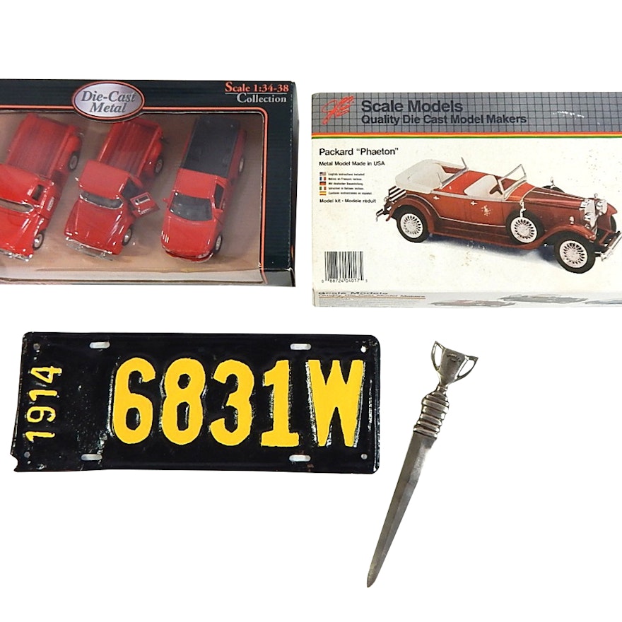 Automobile Themed Collectibles with Die Cast, Models, License Plate