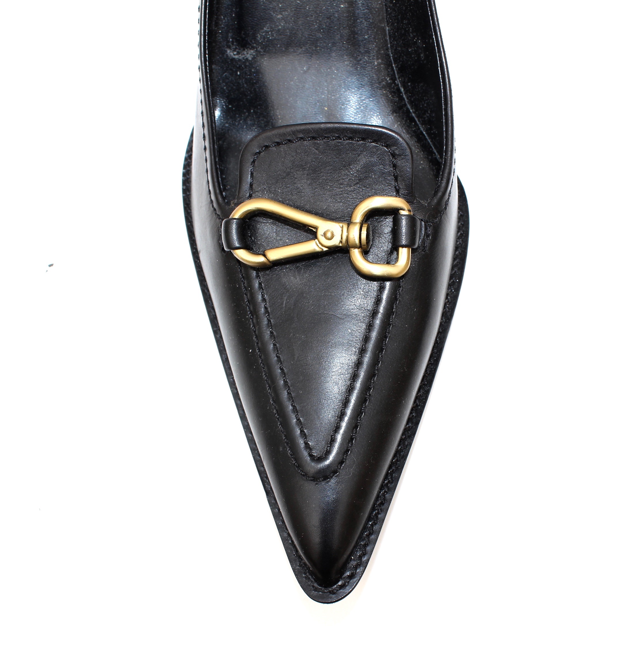 Prada Leather and Woven High-Heeled Pumps