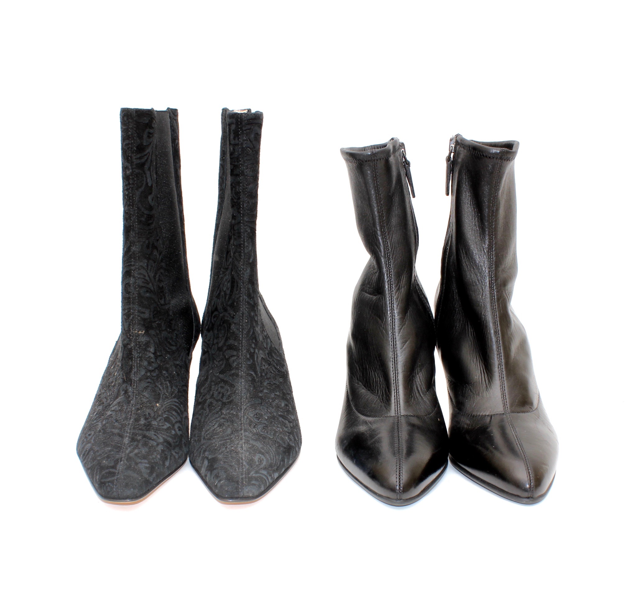 Prada and Isaac Mizrahi Black Leather and Suede Booties