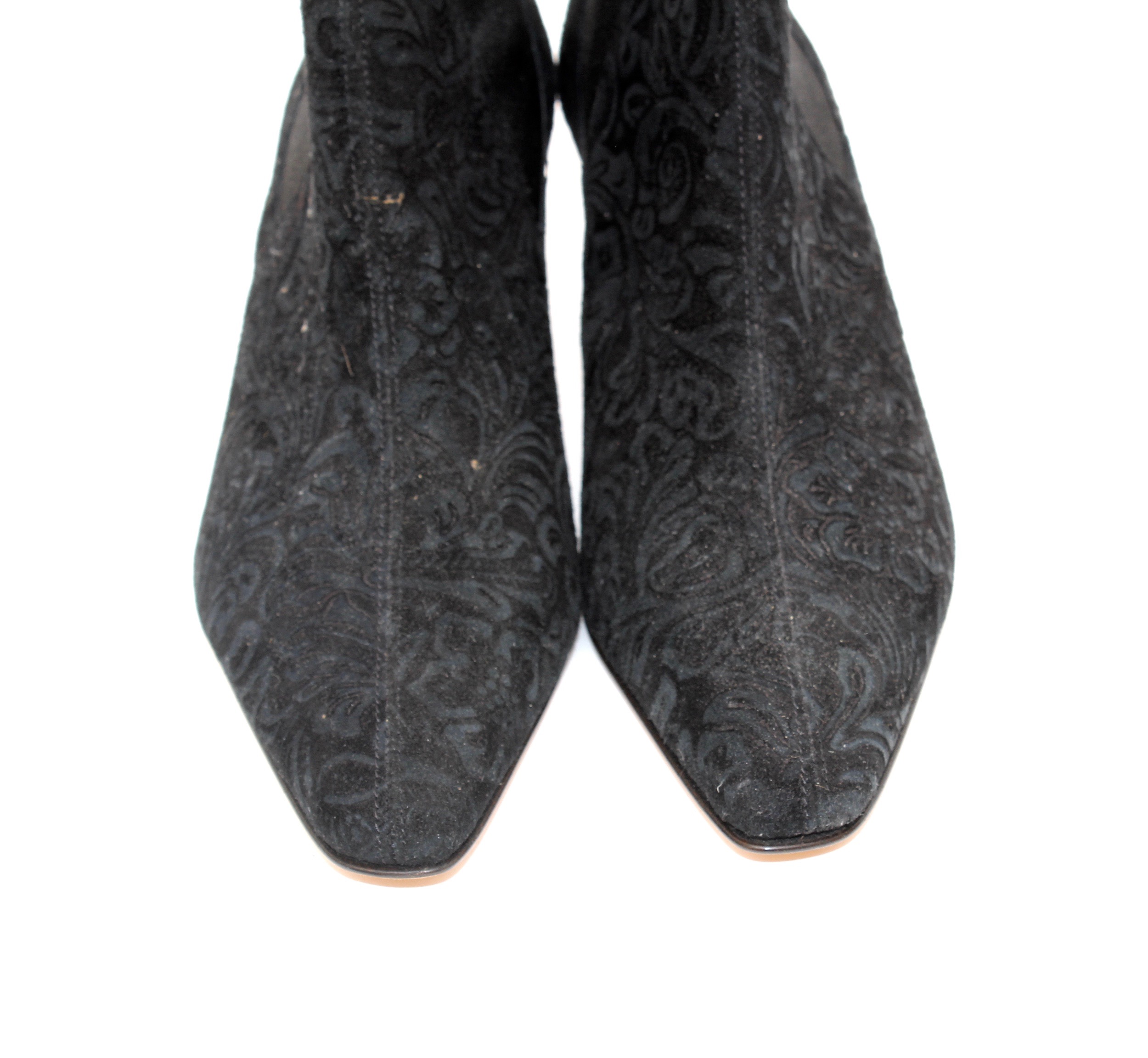 Prada and Isaac Mizrahi Black Leather and Suede Booties