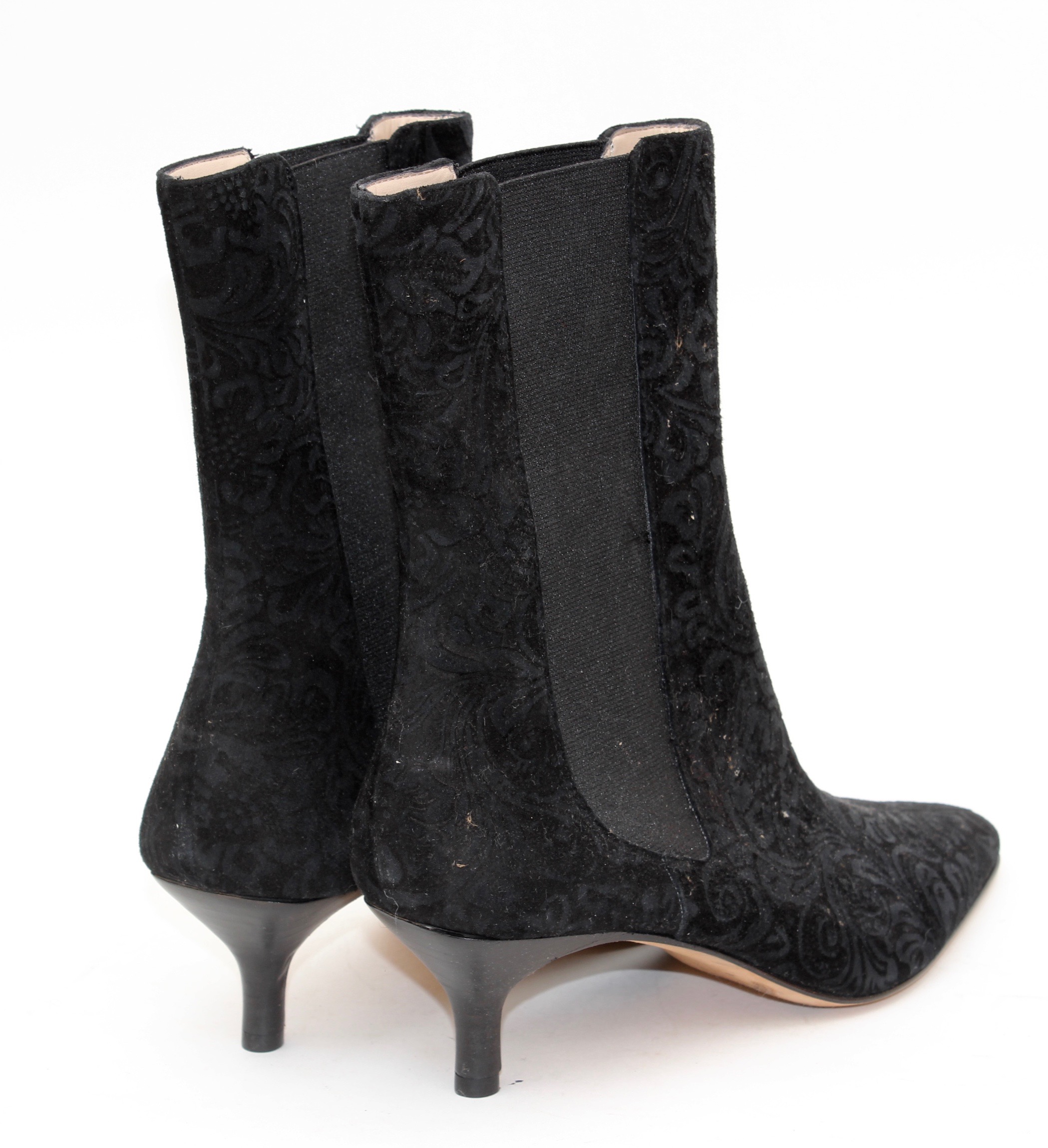 Prada and Isaac Mizrahi Black Leather and Suede Booties