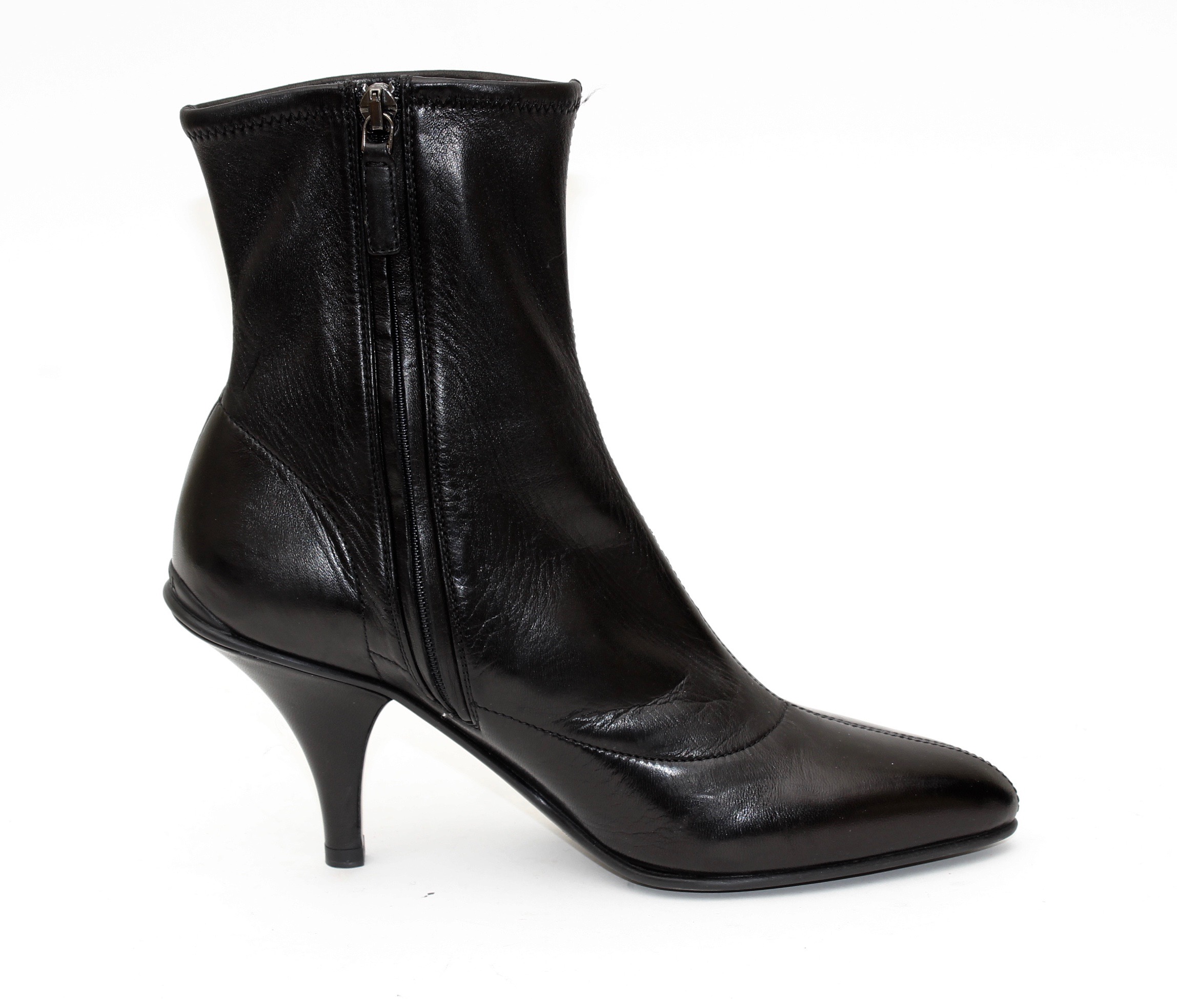 Prada and Isaac Mizrahi Black Leather and Suede Booties