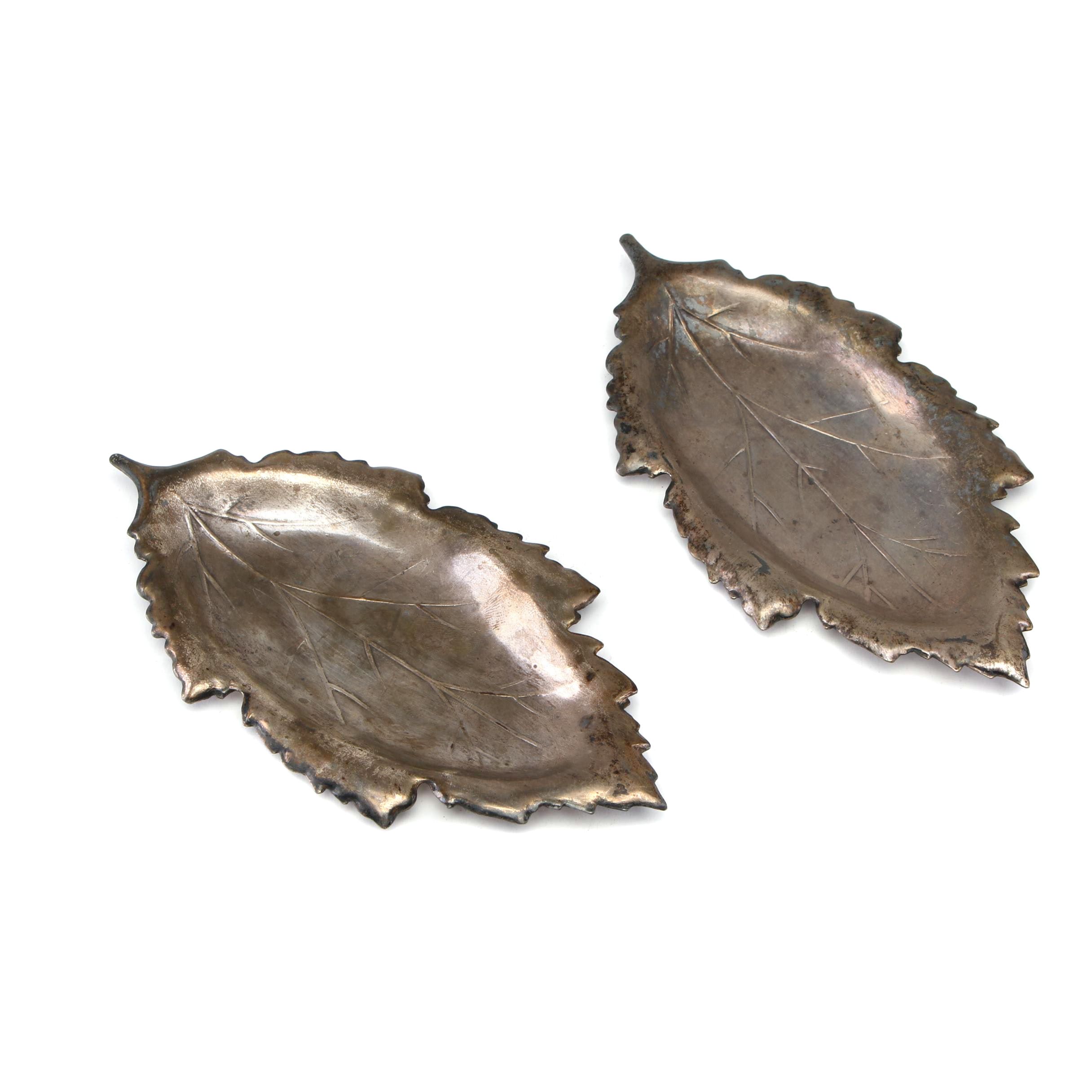 Redlich & Company Sterling Leaf Form Butter Pat Dishes, Early 20th Century
