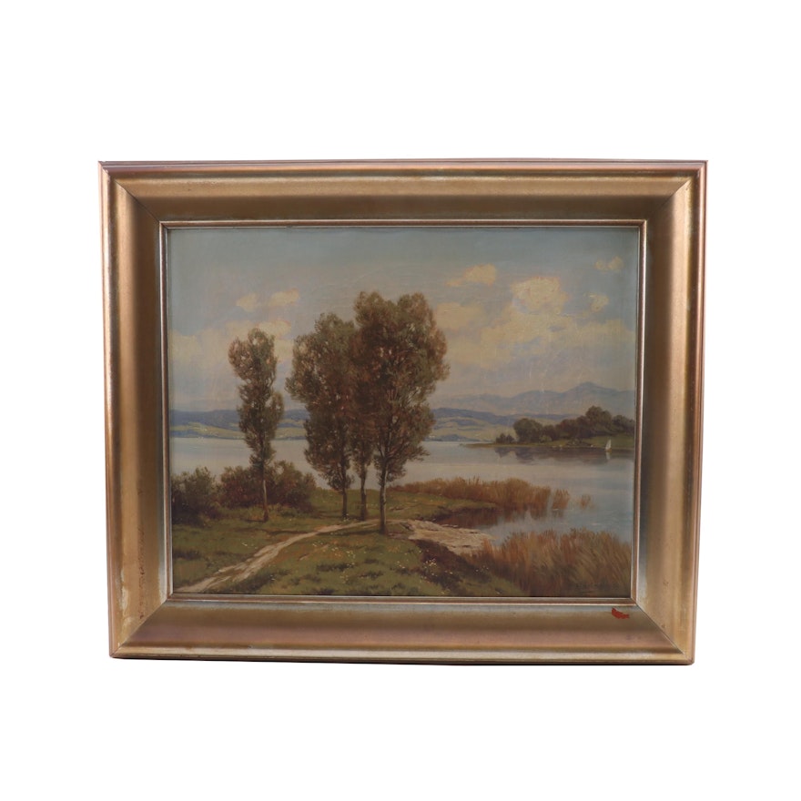 Edwin Paul Bachmann Landscape Oil Painting, Early 20th Century