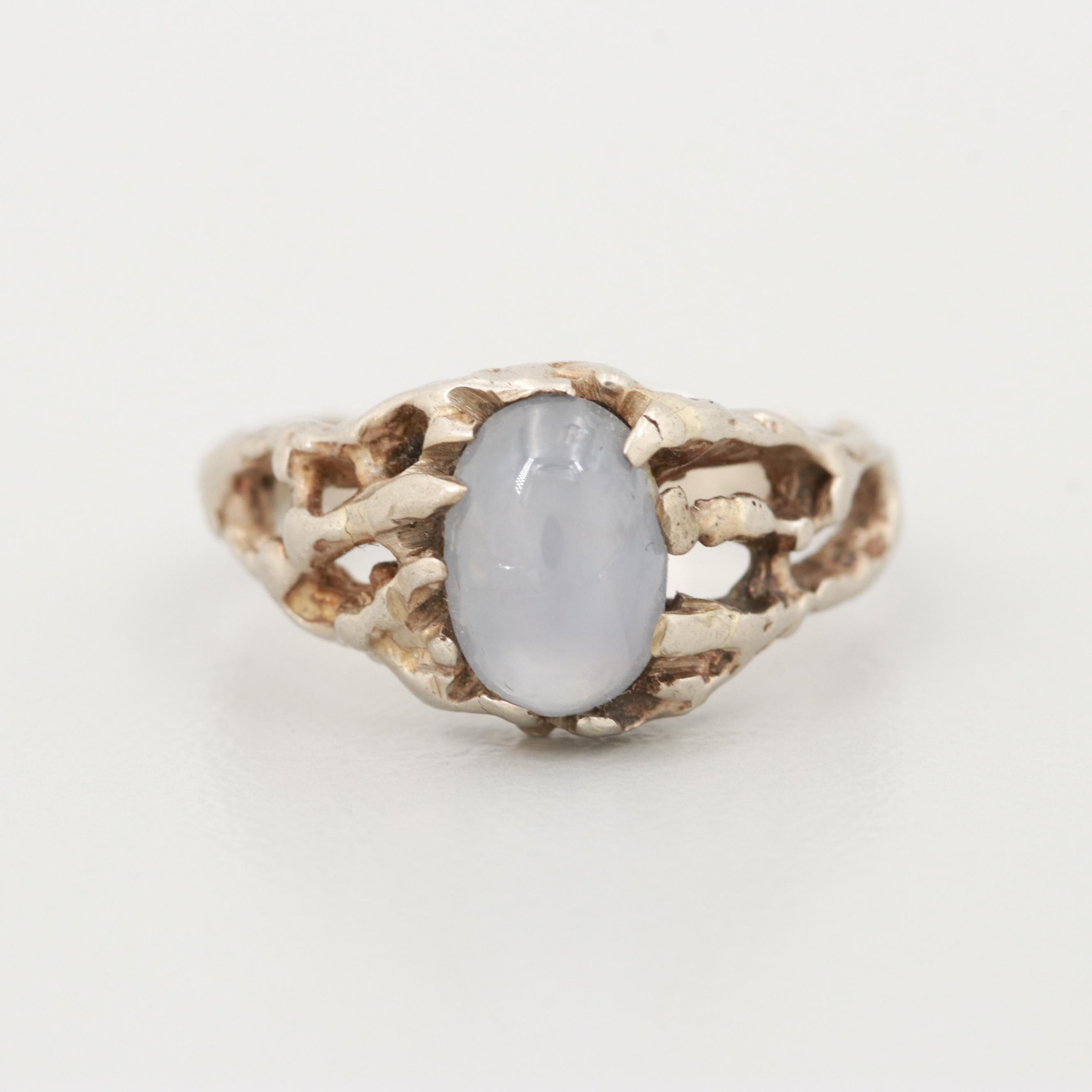 14K White Gold Star Sapphire Ring