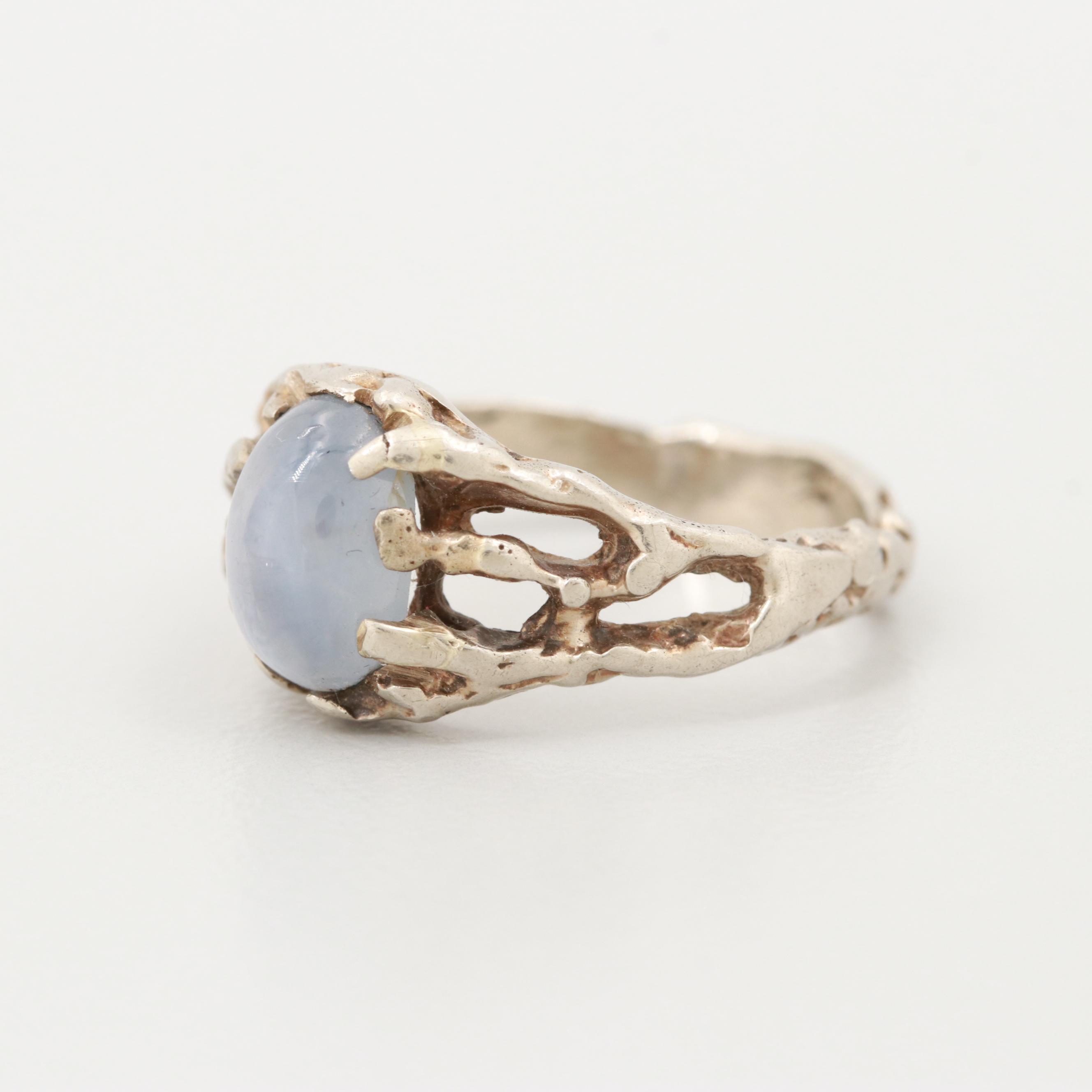 14K White Gold Star Sapphire Ring