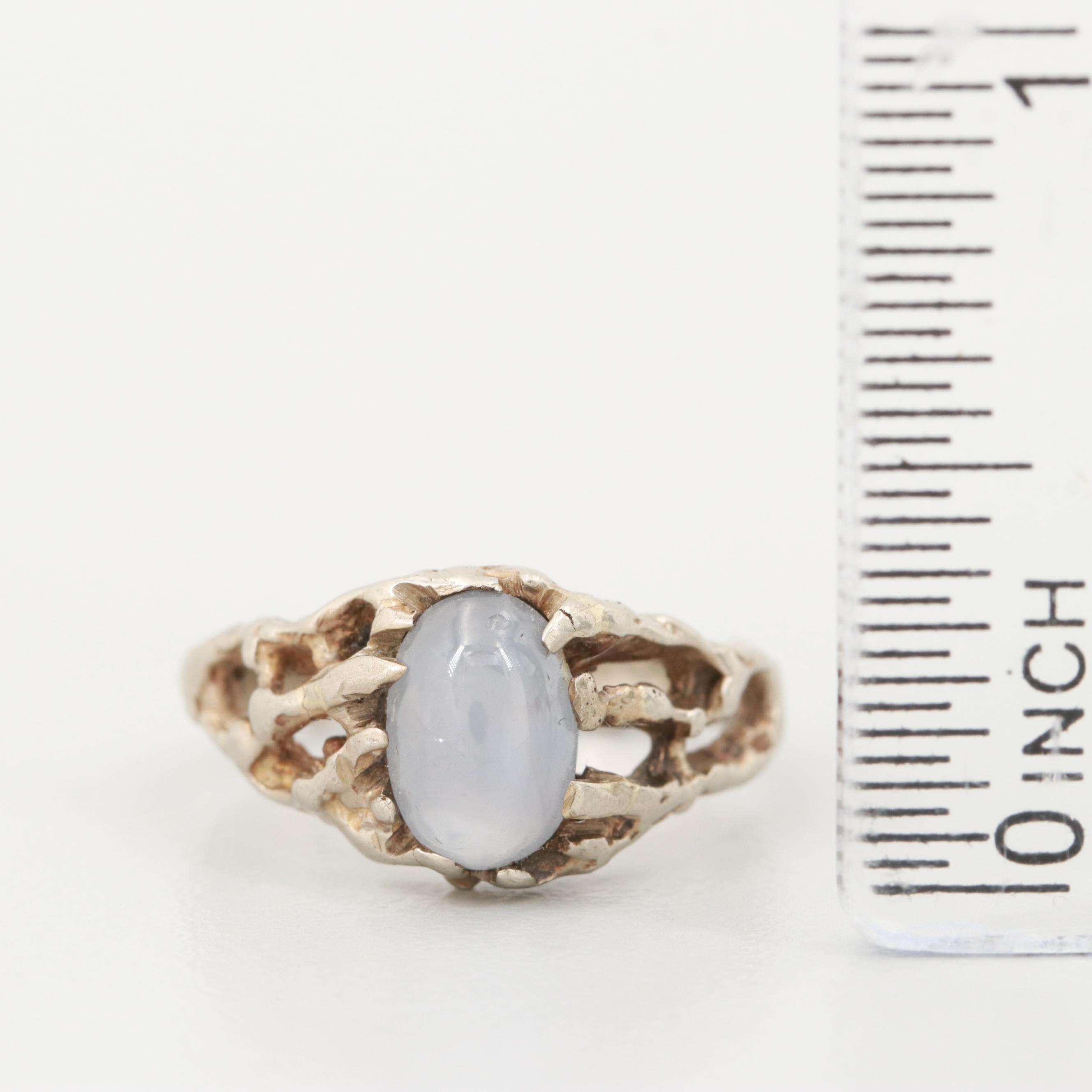 14K White Gold Star Sapphire Ring