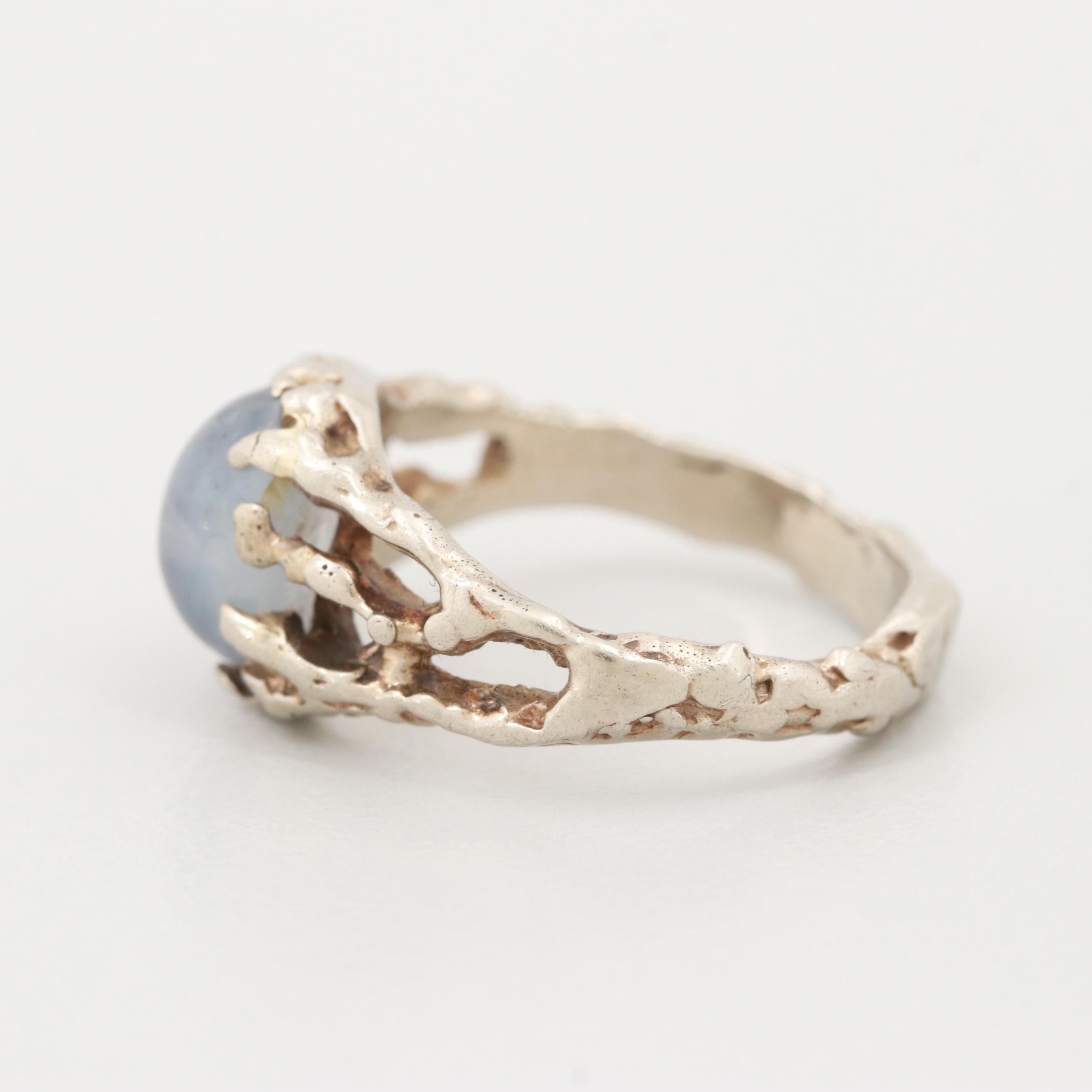 14K White Gold Star Sapphire Ring