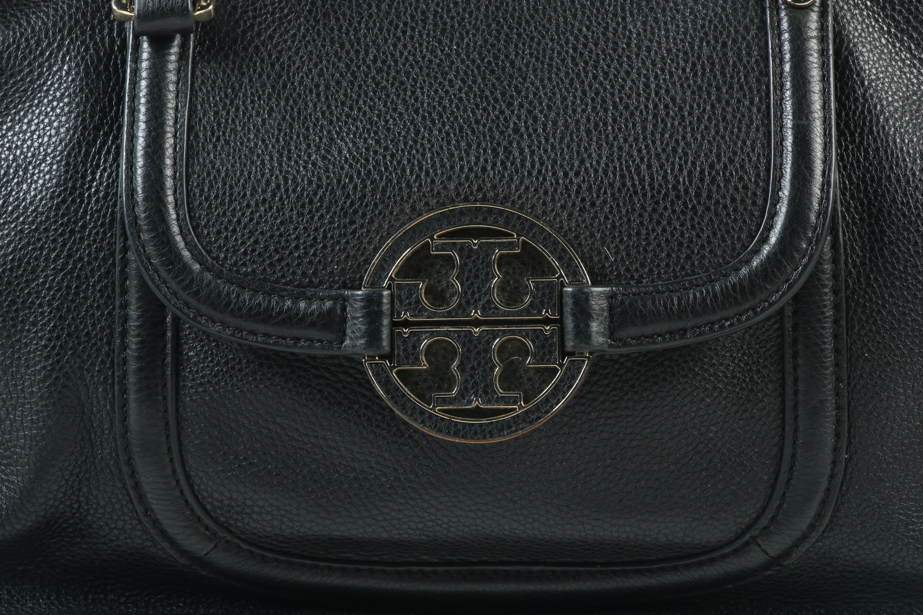 Tory Burch Amanda Black Pebbled Leather Convertible Satchel