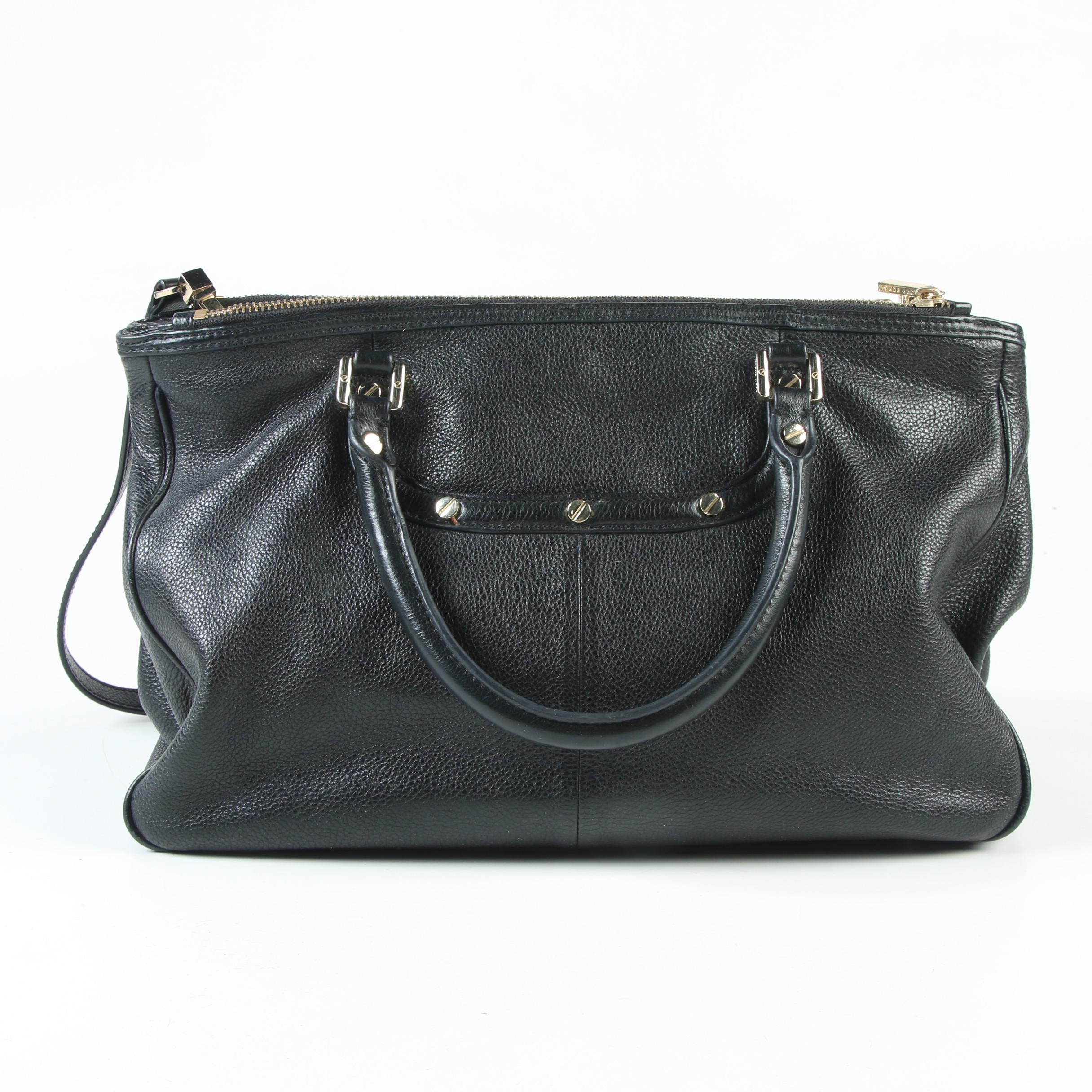 Tory Burch Amanda Black Pebbled Leather Convertible Satchel