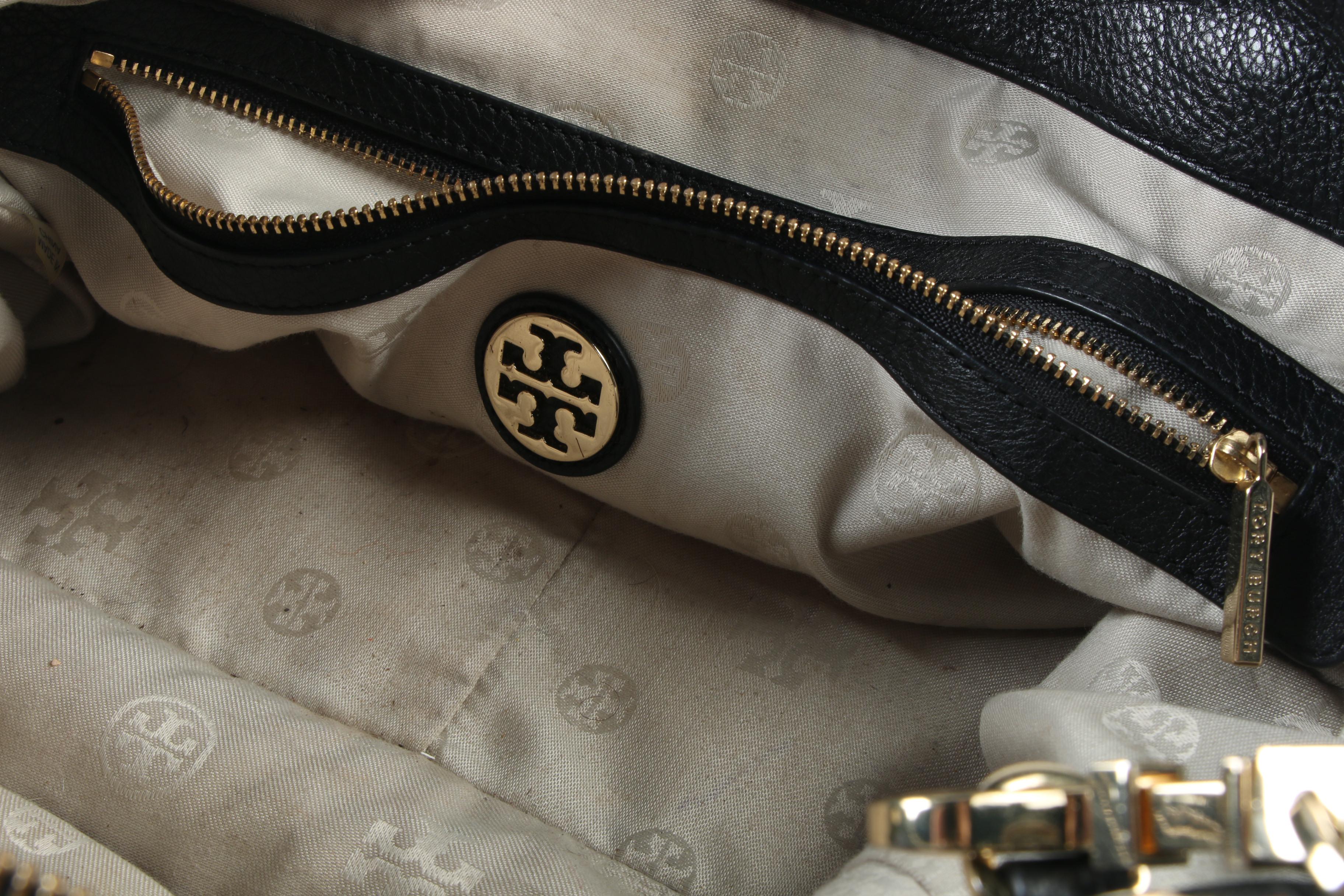 Tory Burch Amanda Black Pebbled Leather Convertible Satchel