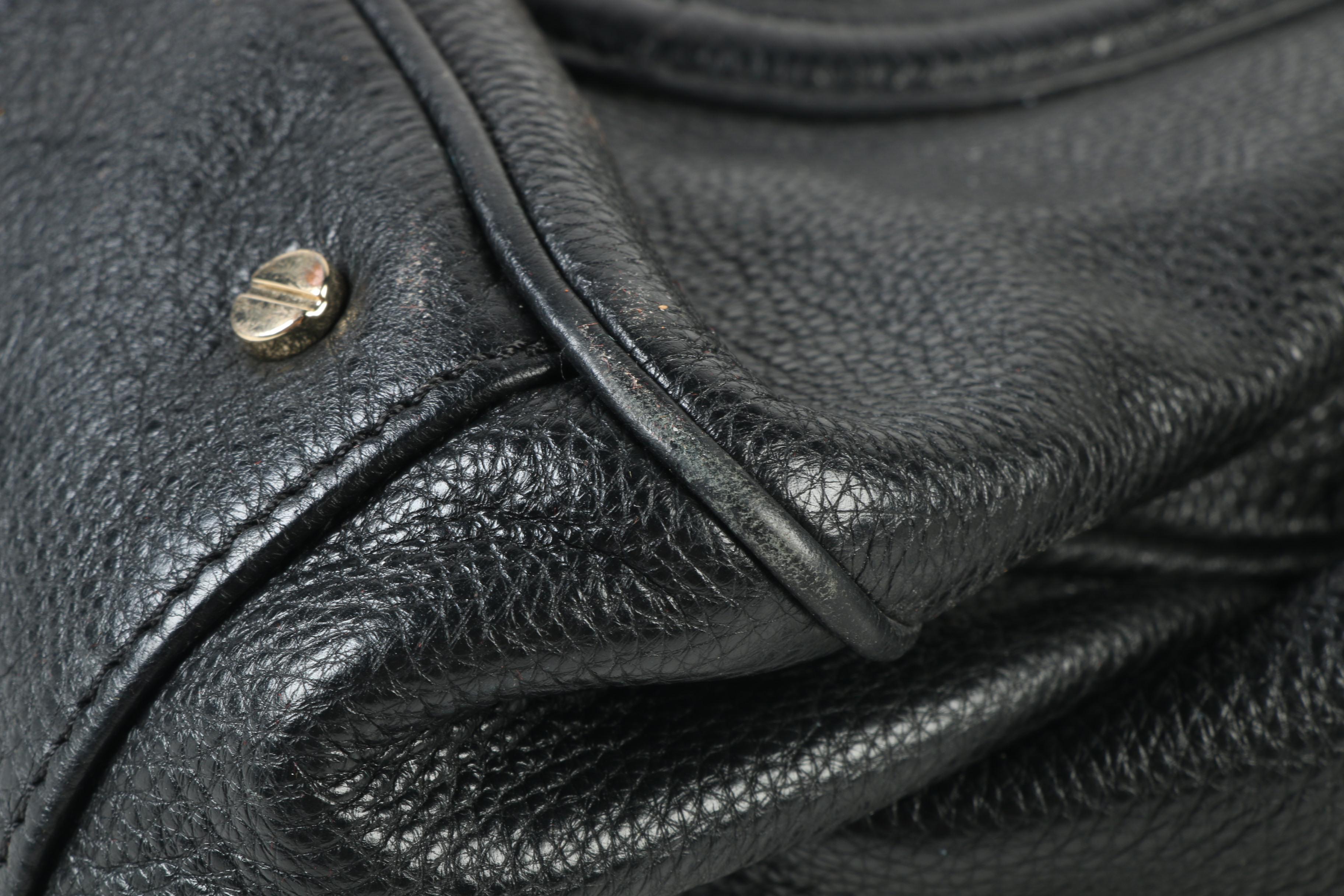 Tory Burch Amanda Black Pebbled Leather Convertible Satchel