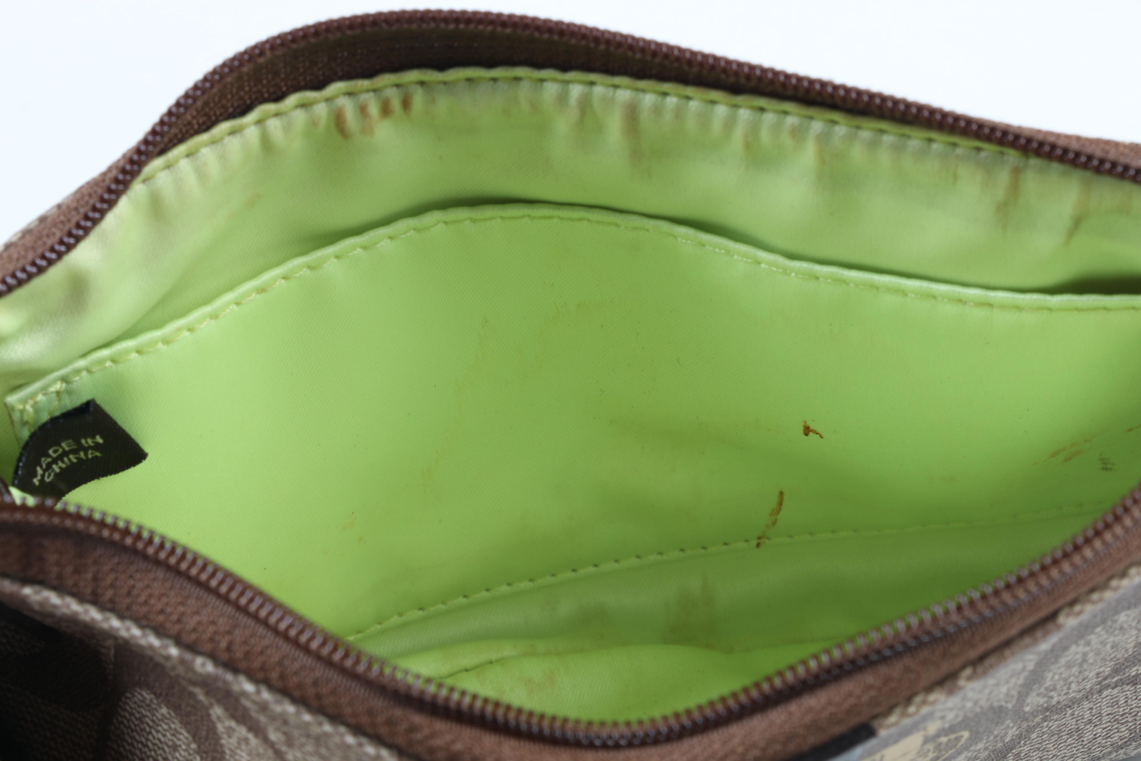 Coach Signature Jacquard Pink Stripe Floral Appliqué Tote and Wristlet Zip Pouch