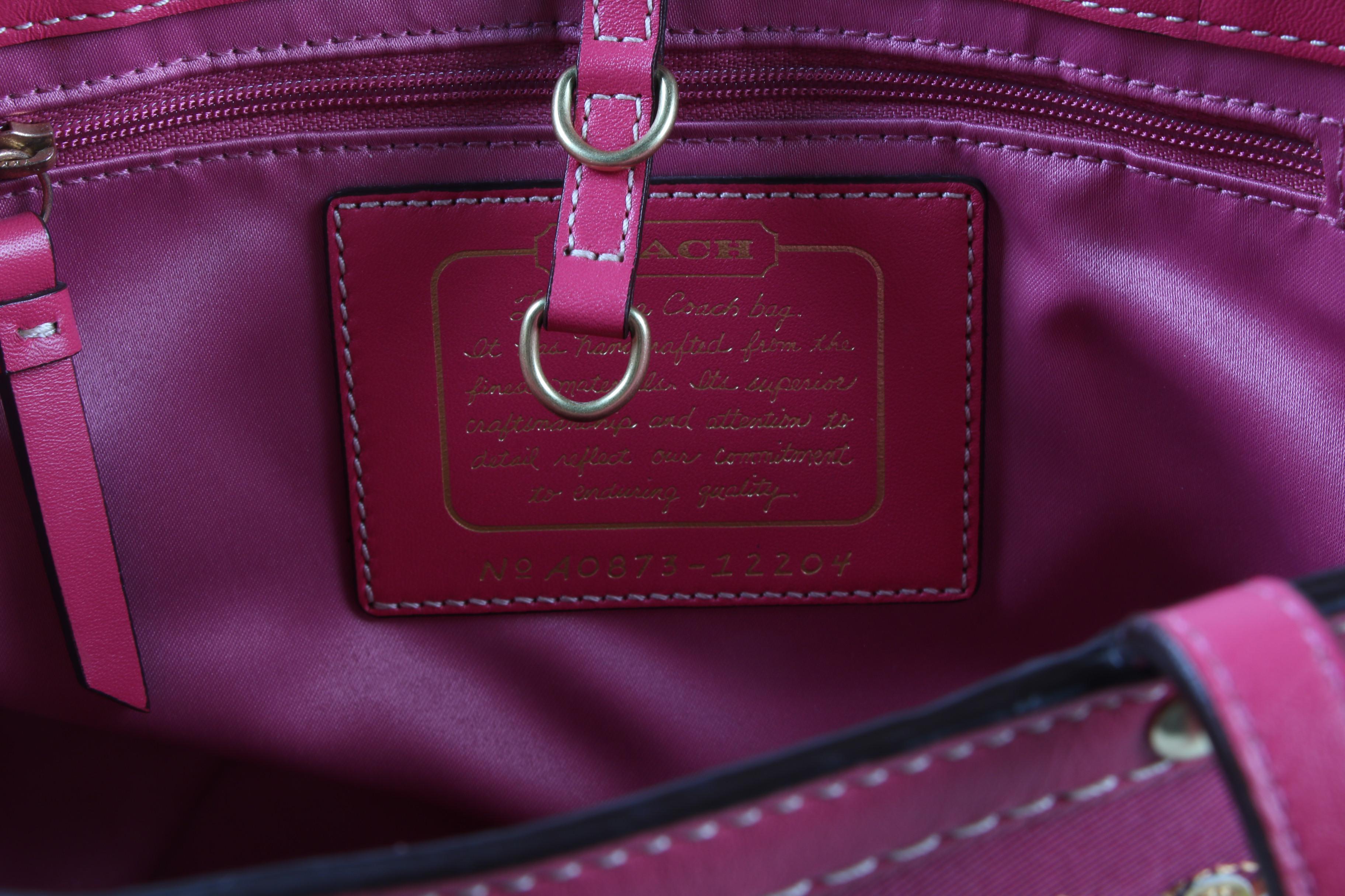 Coach Signature Jacquard Pink Stripe Floral Appliqué Tote and Wristlet Zip Pouch