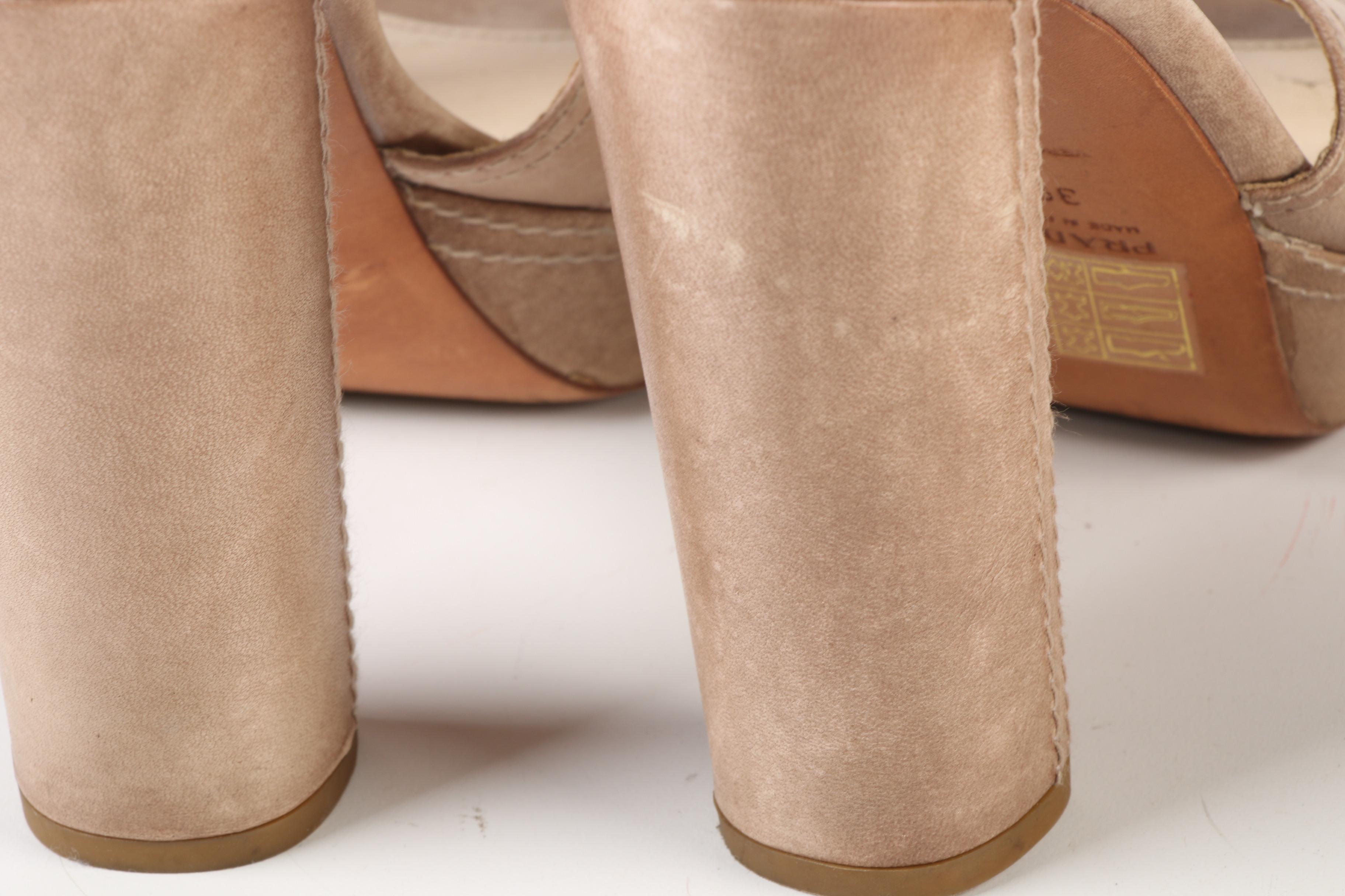 Prada and Chloé Leather Ankle Strap Platform Sandals