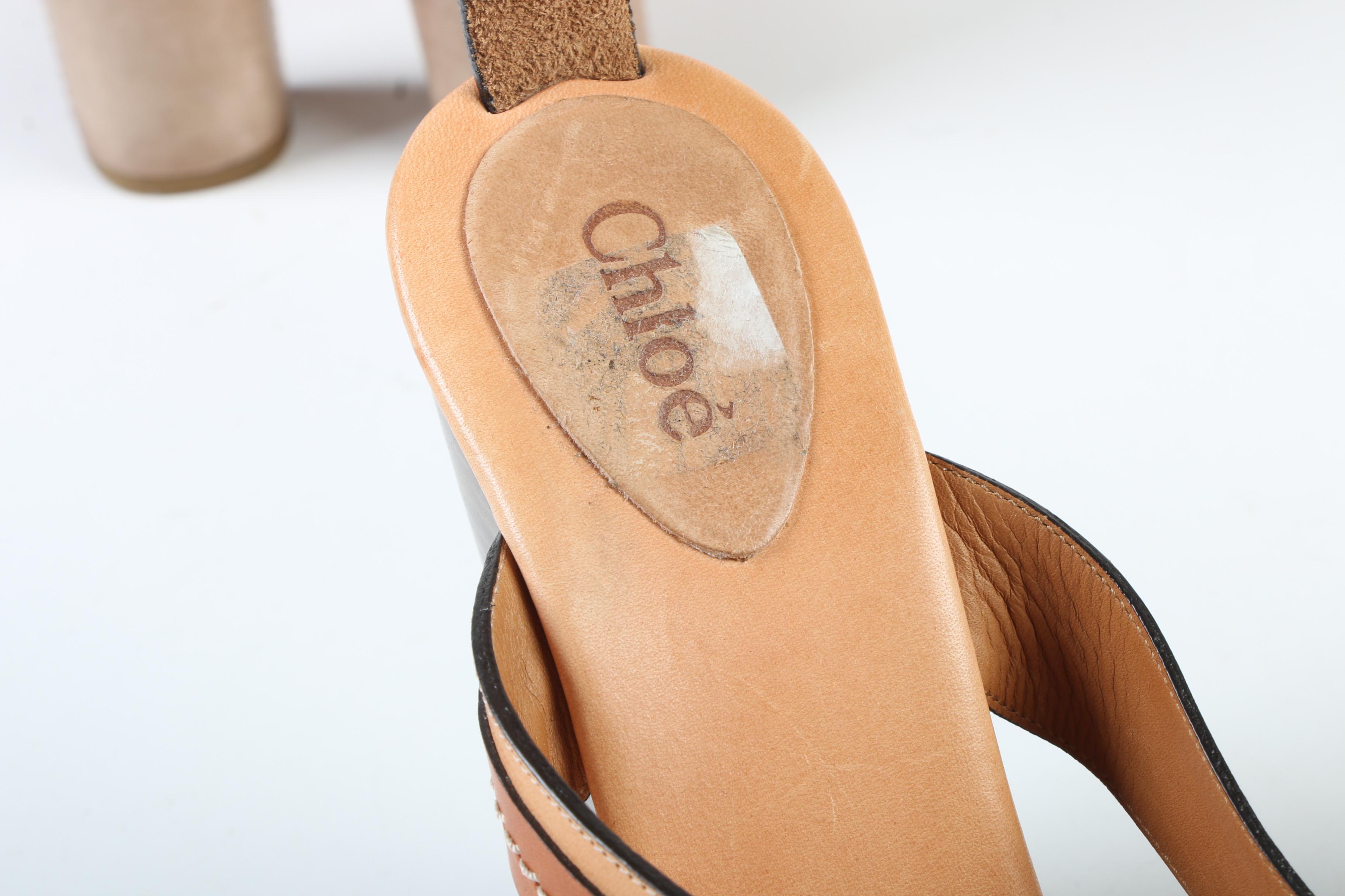 Prada and Chloé Leather Ankle Strap Platform Sandals