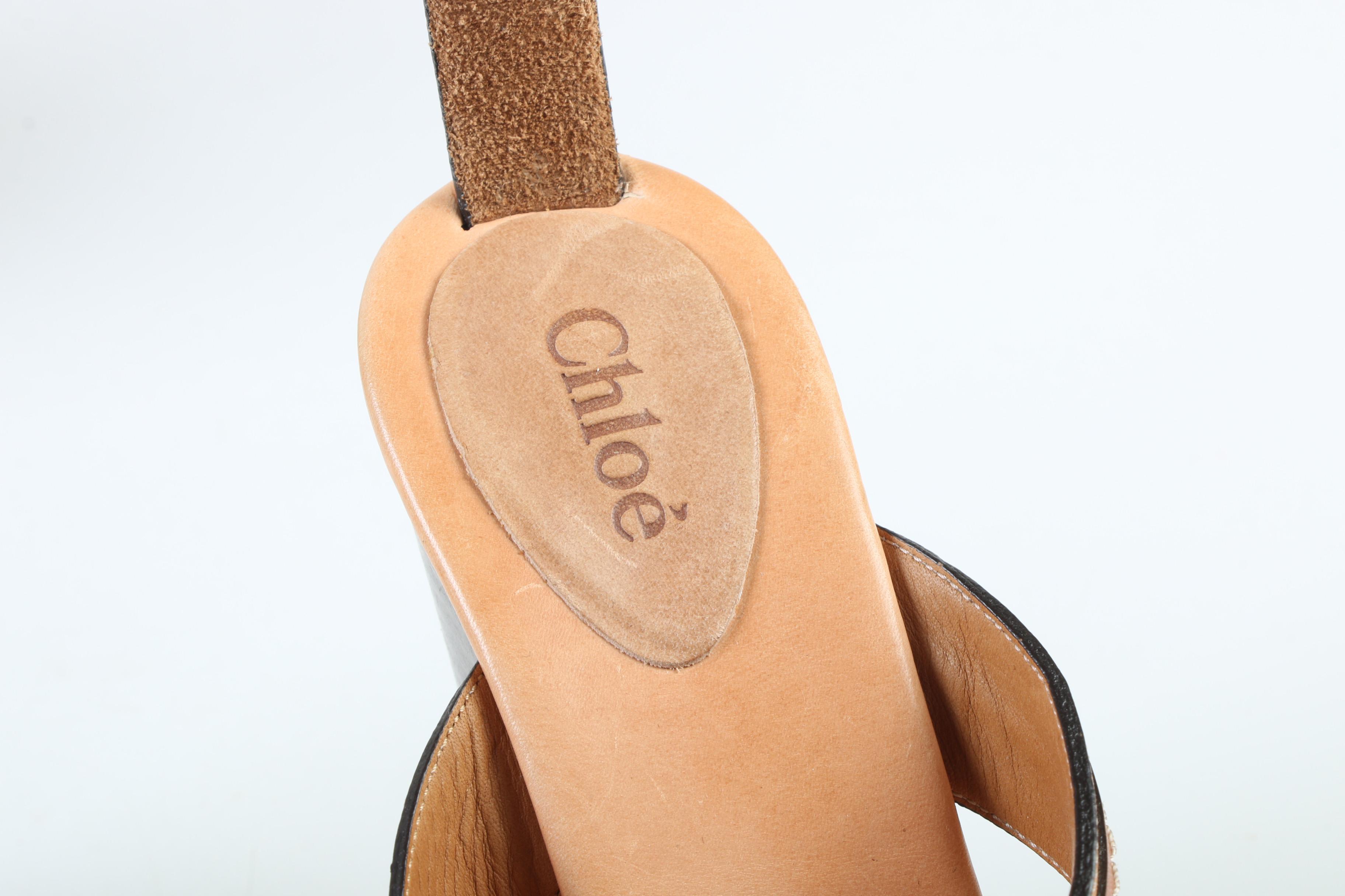 Prada and Chloé Leather Ankle Strap Platform Sandals