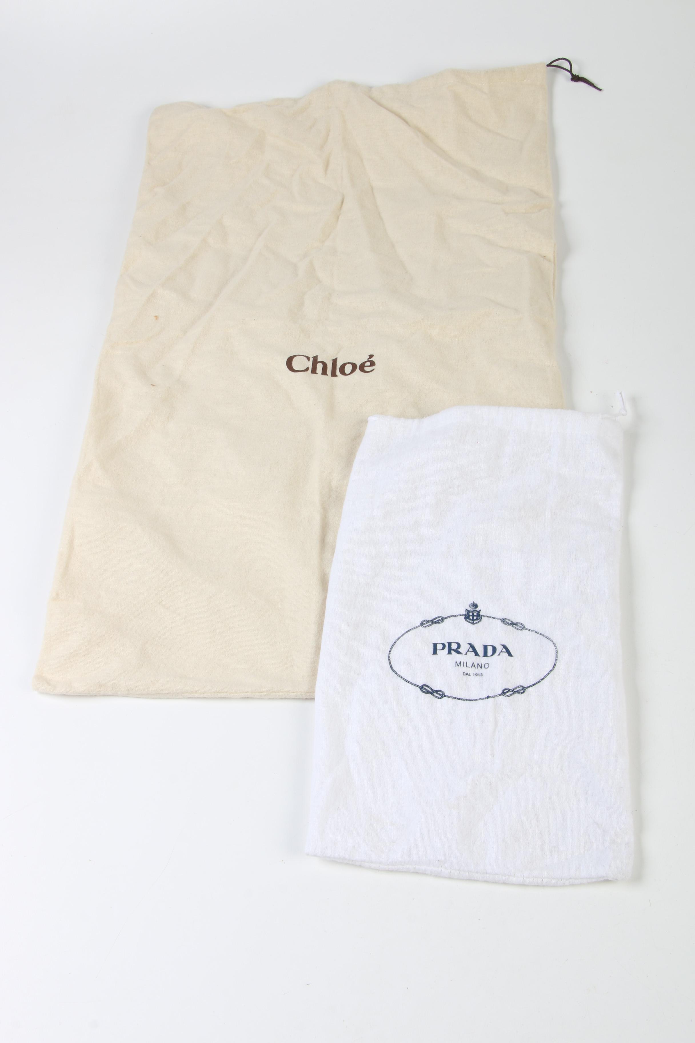 Prada and Chloé Leather Ankle Strap Platform Sandals