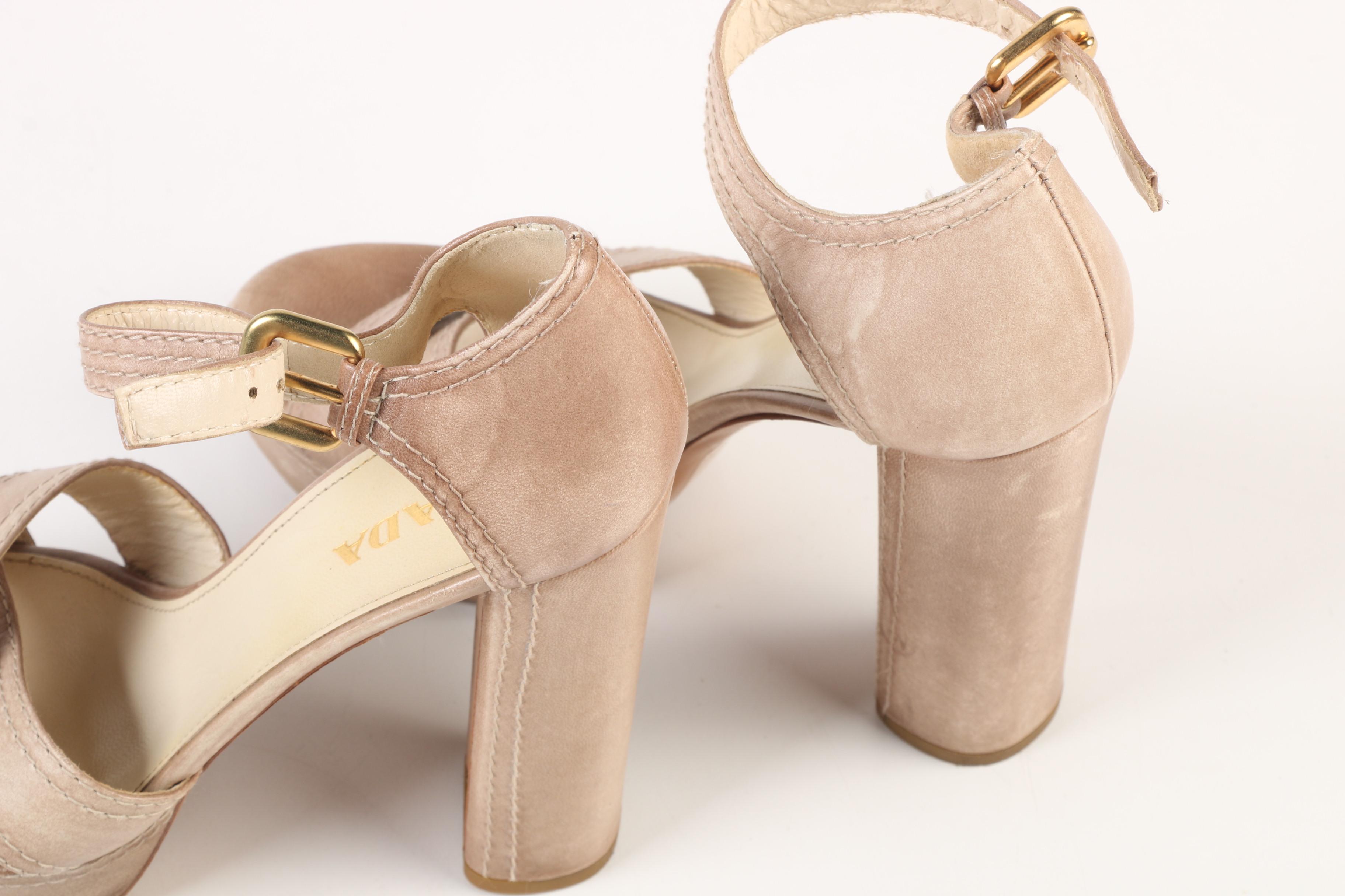 Prada and Chloé Leather Ankle Strap Platform Sandals