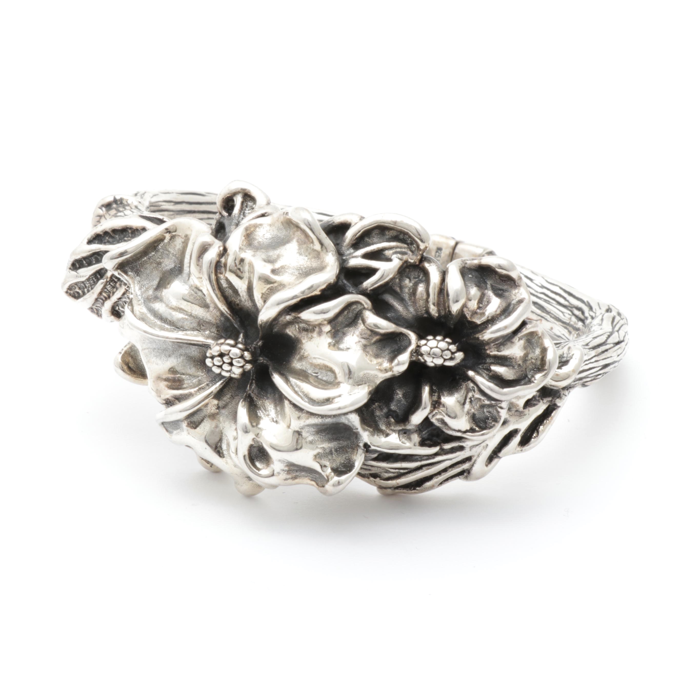 Sterling Silver Electroform Hinged Bracelet